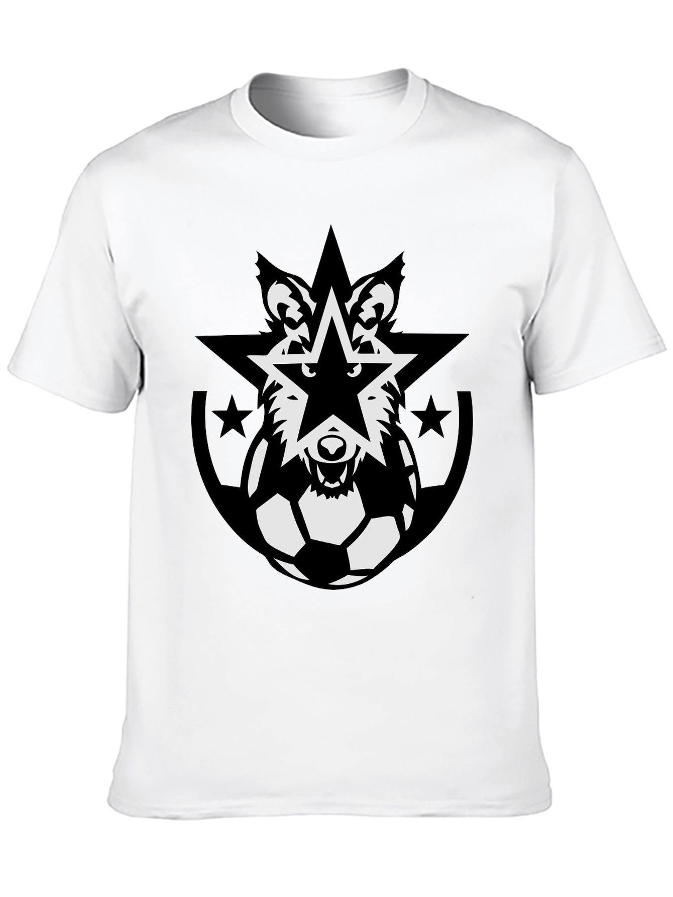 Wolf Star Soccer Ball Black T-Shirt