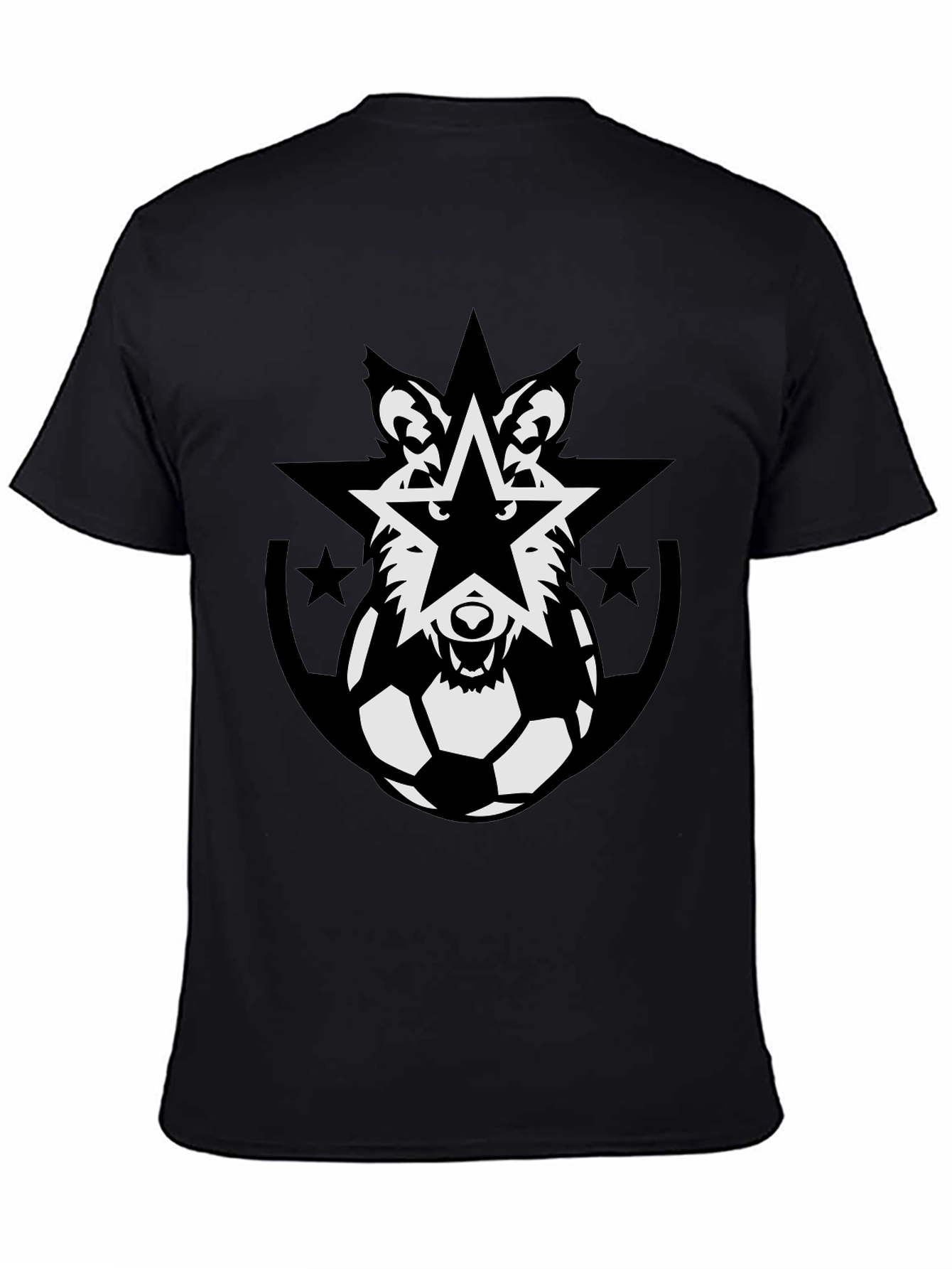Wolf Star Soccer Ball Black T-Shirt