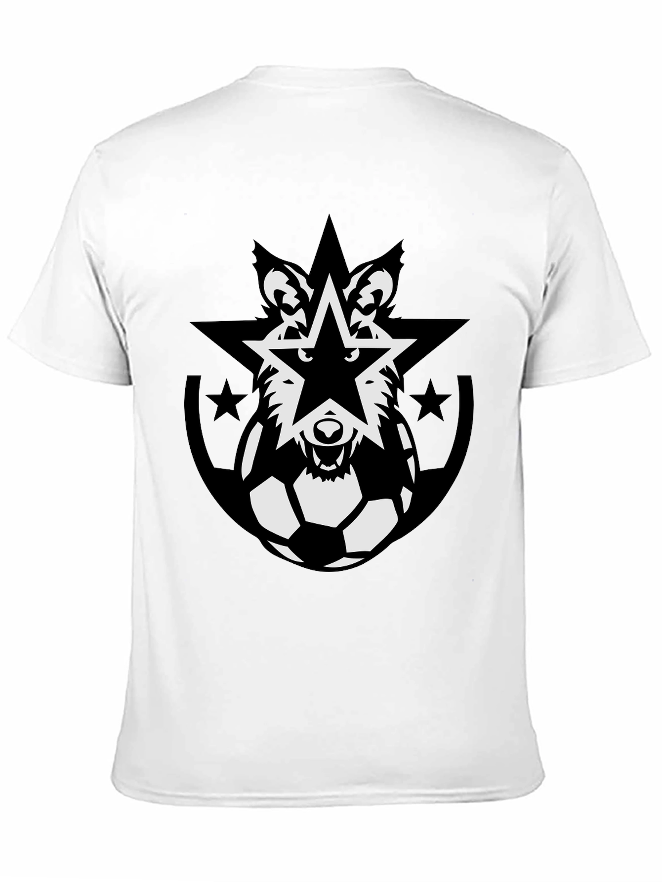 Wolf Star Soccer Ball Black T-Shirt