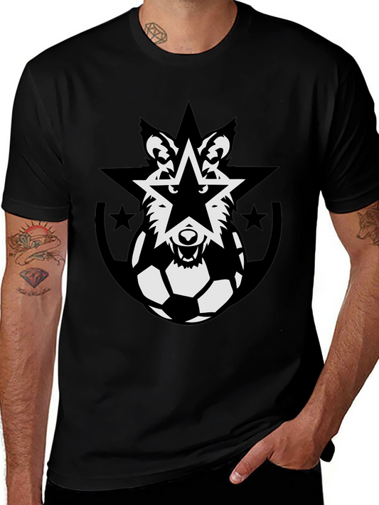 Wolf Star Soccer Ball Black T-Shirt