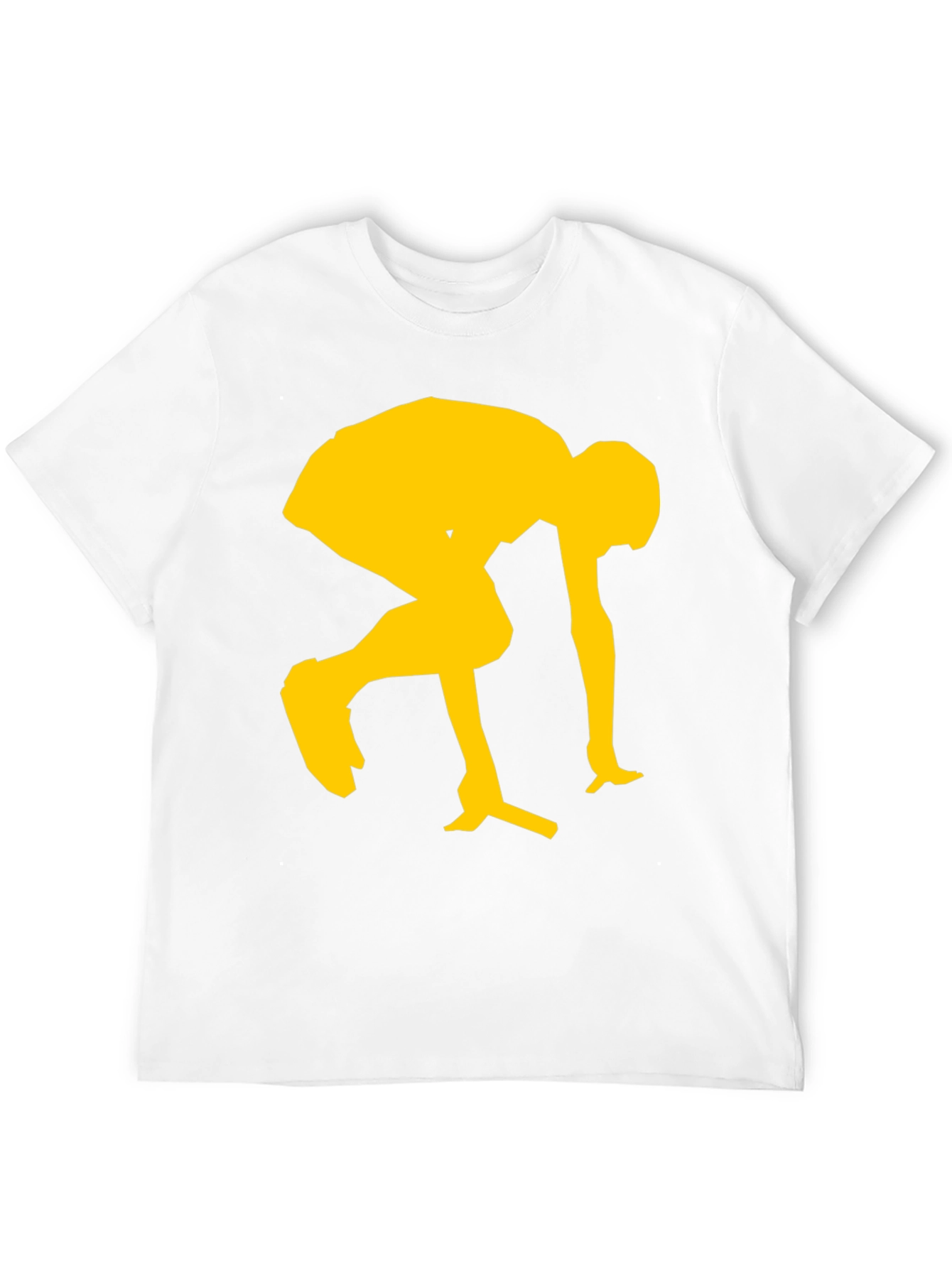 Modern Black Tee with Yellow Sprinting Graphic