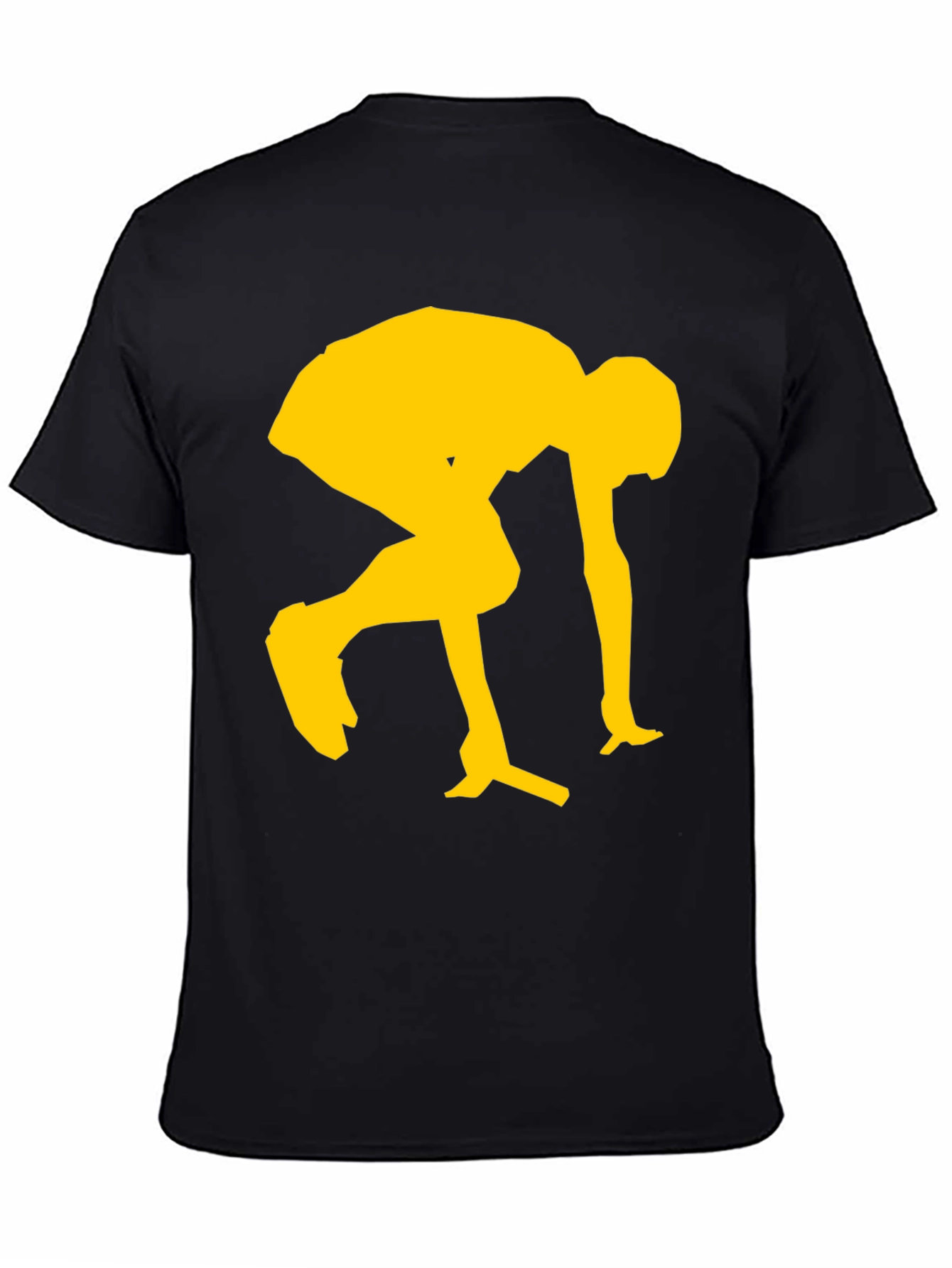 Modern Black Tee with Yellow Sprinting Graphic