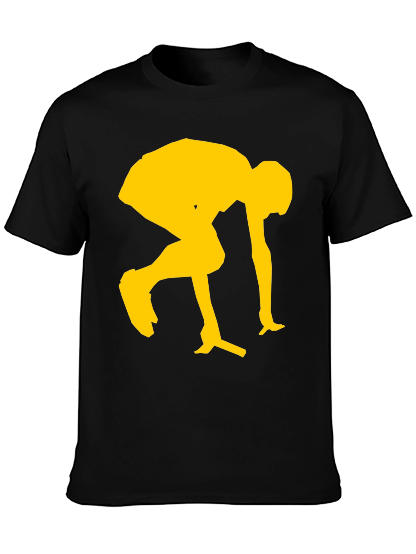 Modern Black Tee with Yellow Sprinting Graphic
