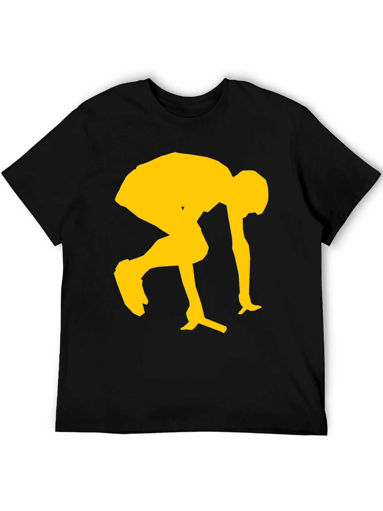 Modern Black Tee with Yellow Sprinting Graphic