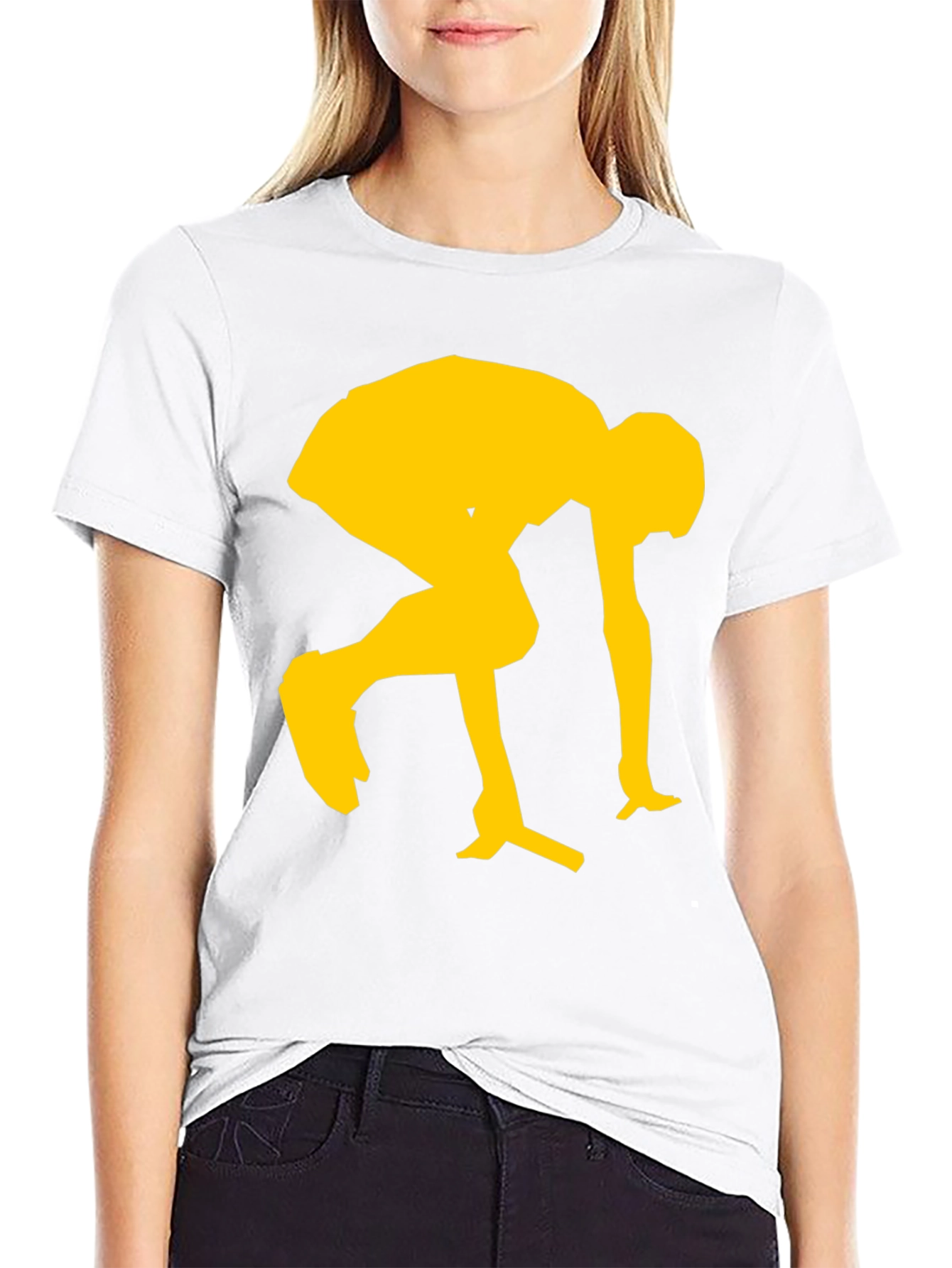 Modern Black Tee with Yellow Sprinting Graphic