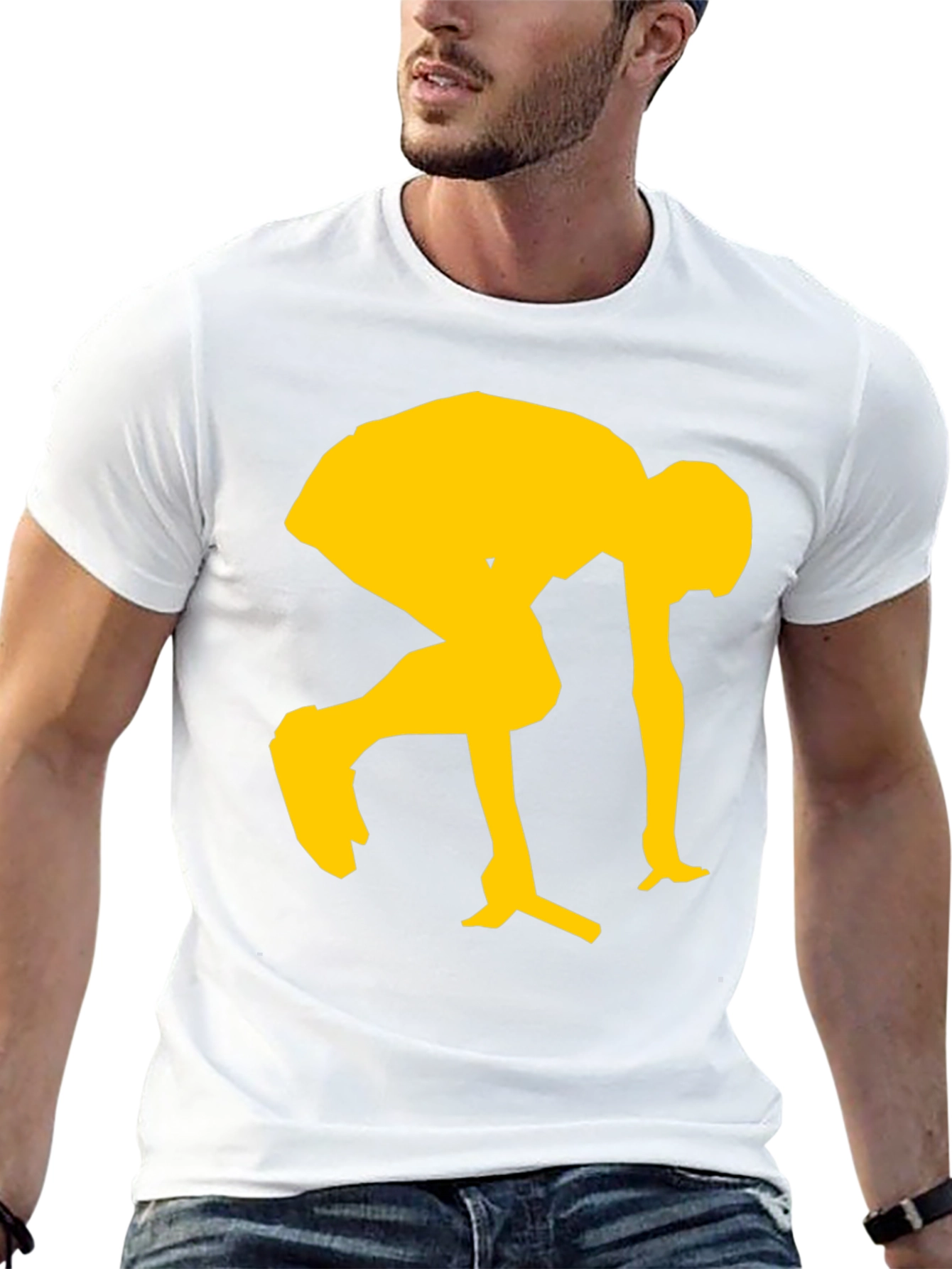 Modern Black Tee with Yellow Sprinting Graphic