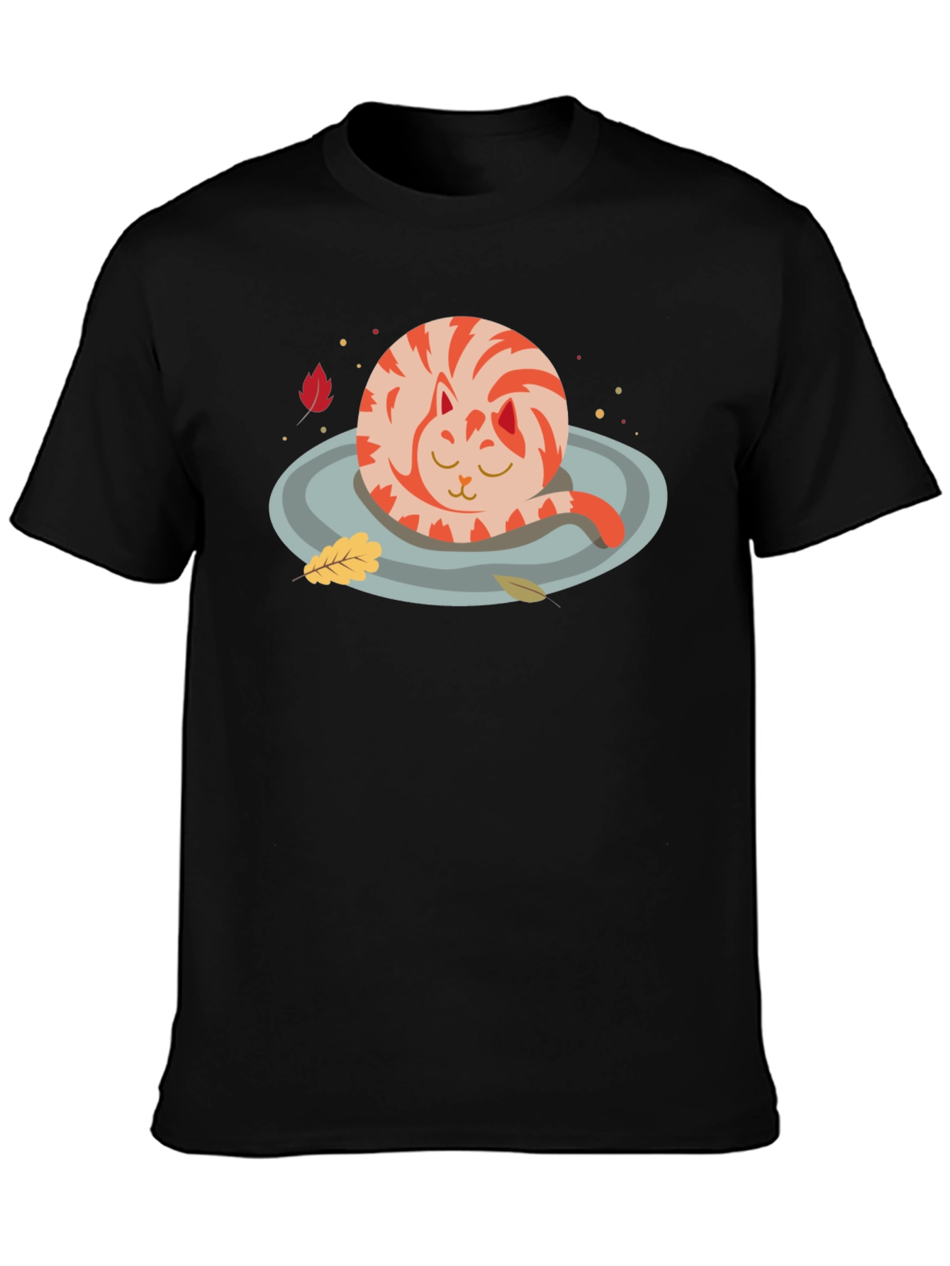 Cute Cat Fall T-Shirt - Black