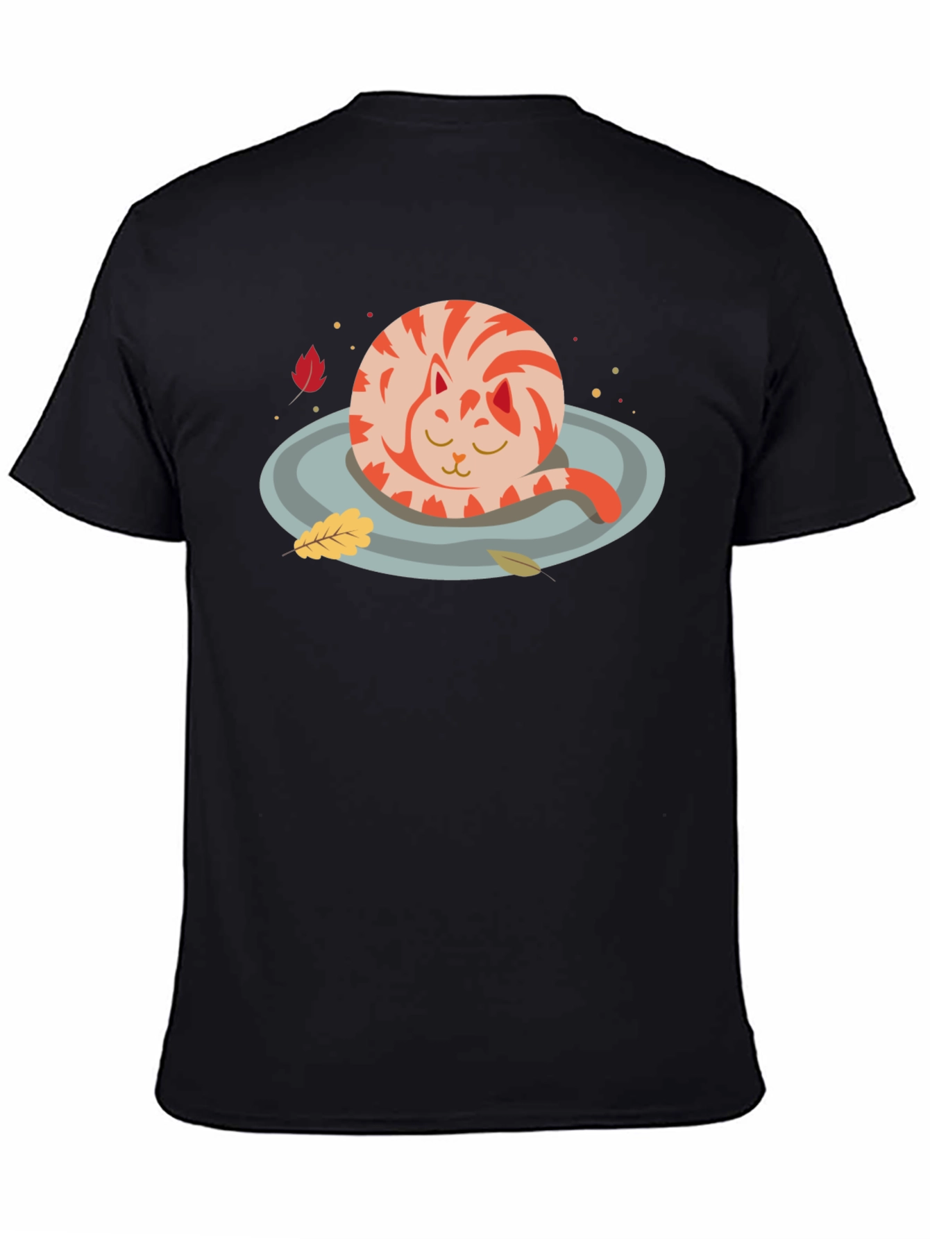 Cute Cat Fall T-Shirt - Black