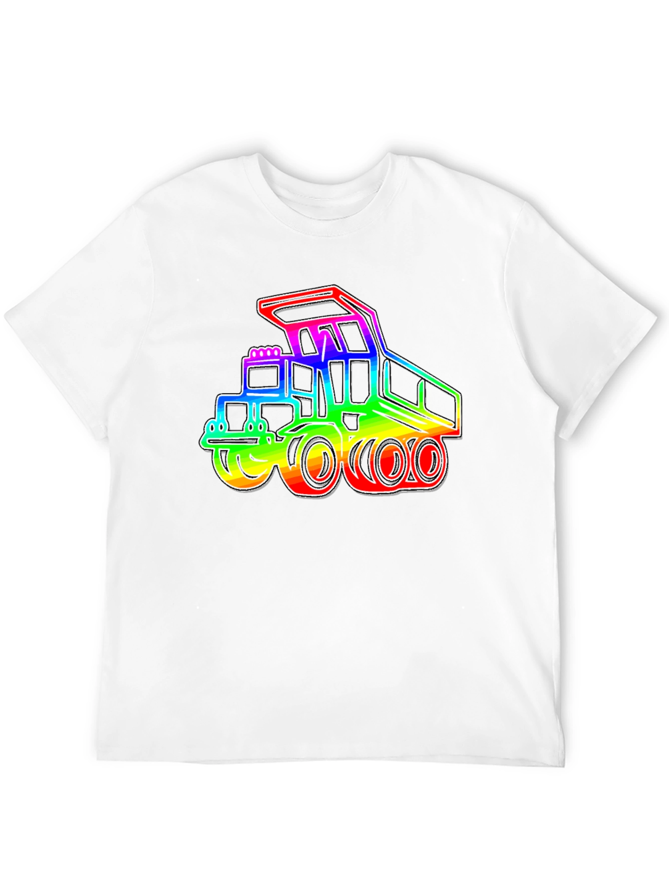 Rainbow Construction Truck Black T-Shirt