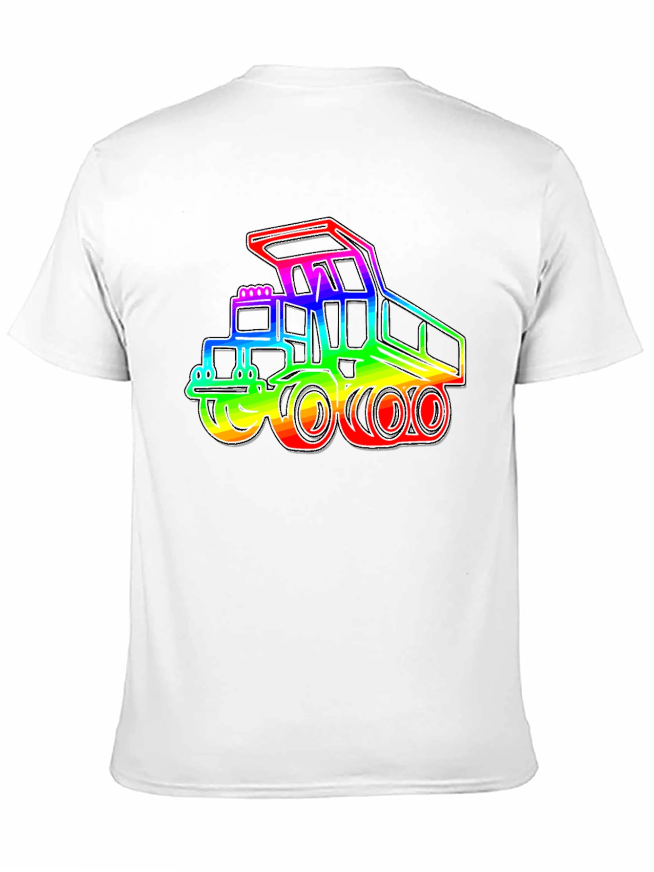 Rainbow Construction Truck Black T-Shirt
