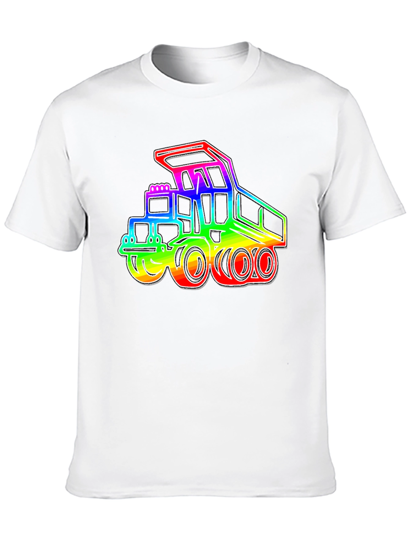 Rainbow Construction Truck Black T-Shirt