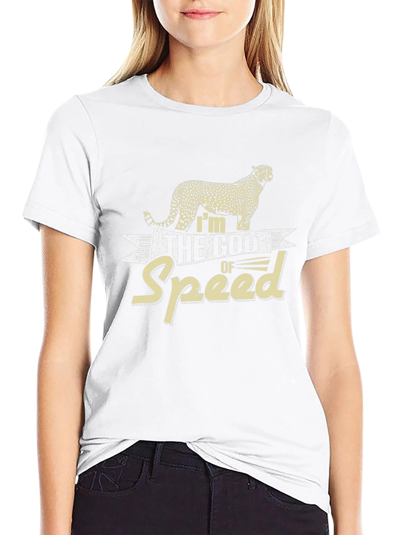 Im the God of Speed Cheetah Graphic Black T-Shirt