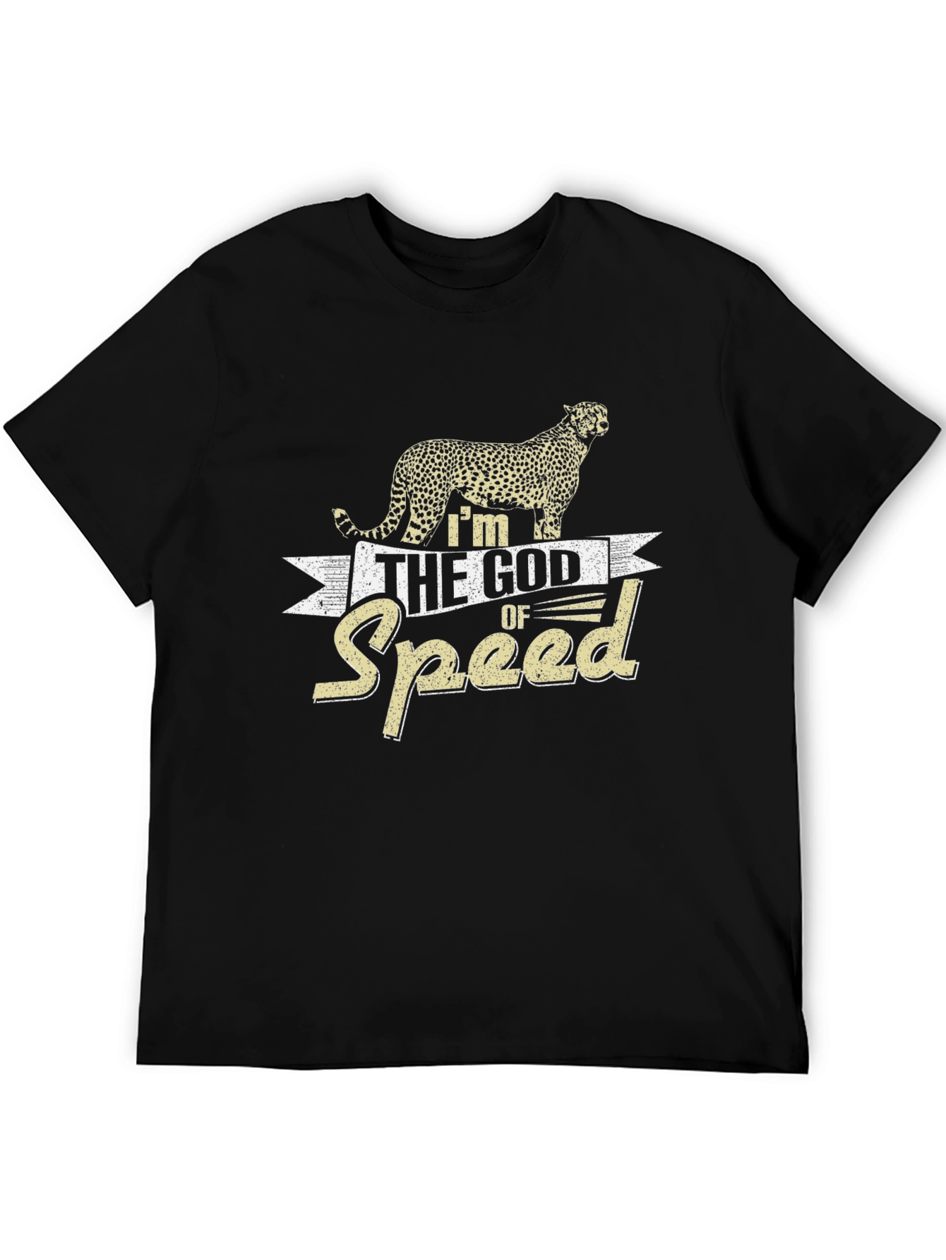 Im the God of Speed Cheetah Graphic Black T-Shirt