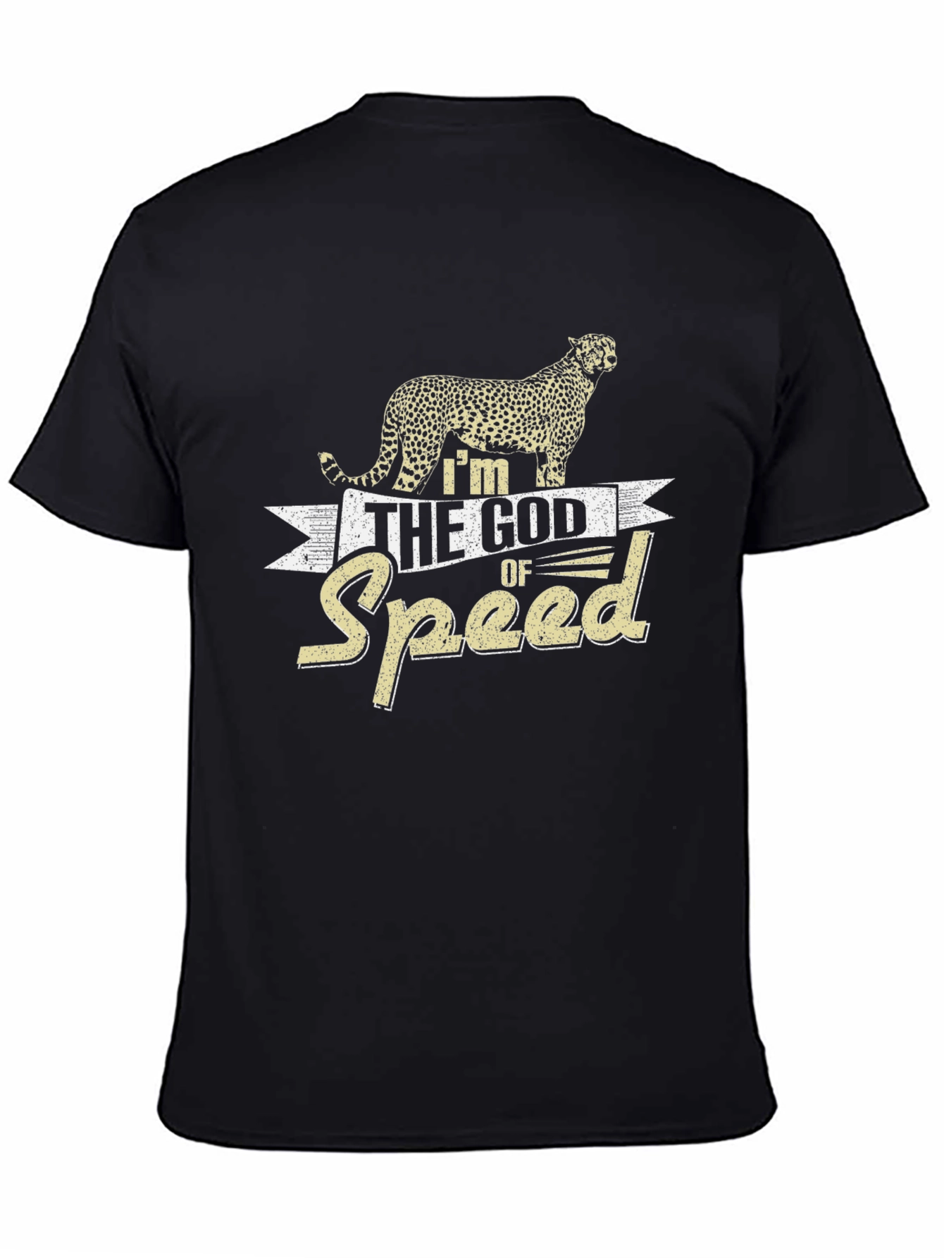 Im the God of Speed Cheetah Graphic Black T-Shirt