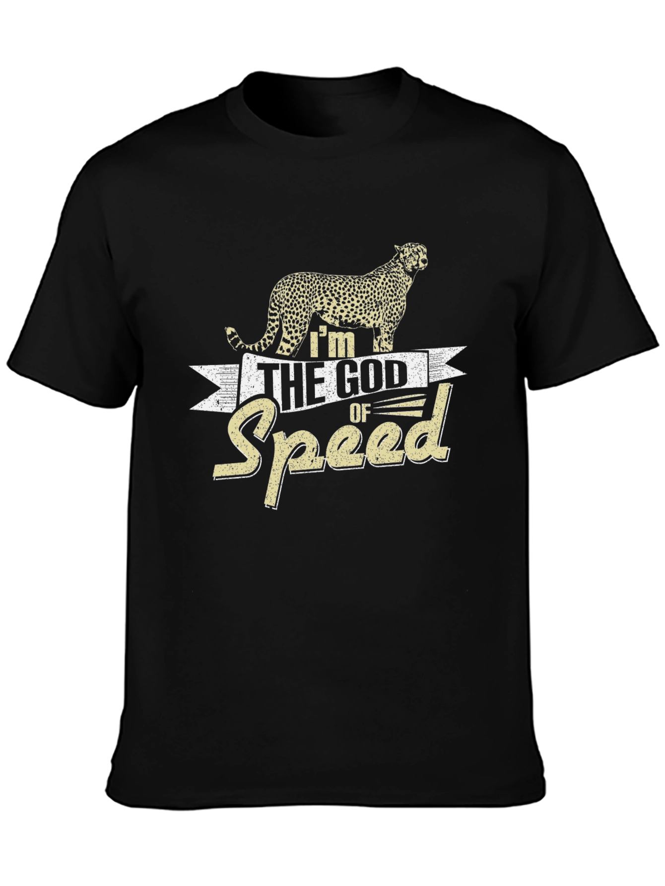 Im the God of Speed Cheetah Graphic Black T-Shirt