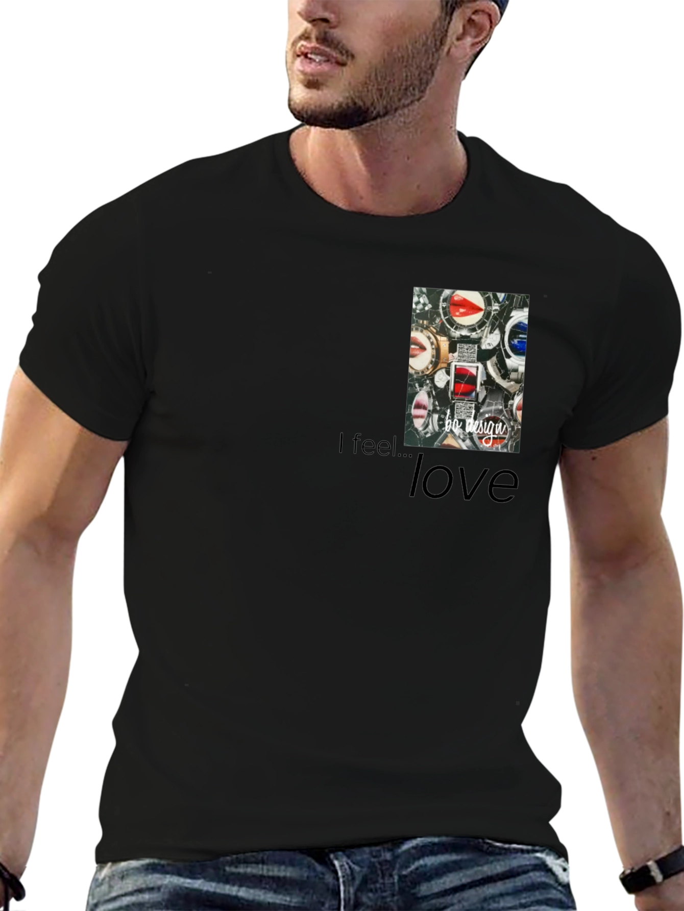 I feel...love Mens Black Graphic Tee