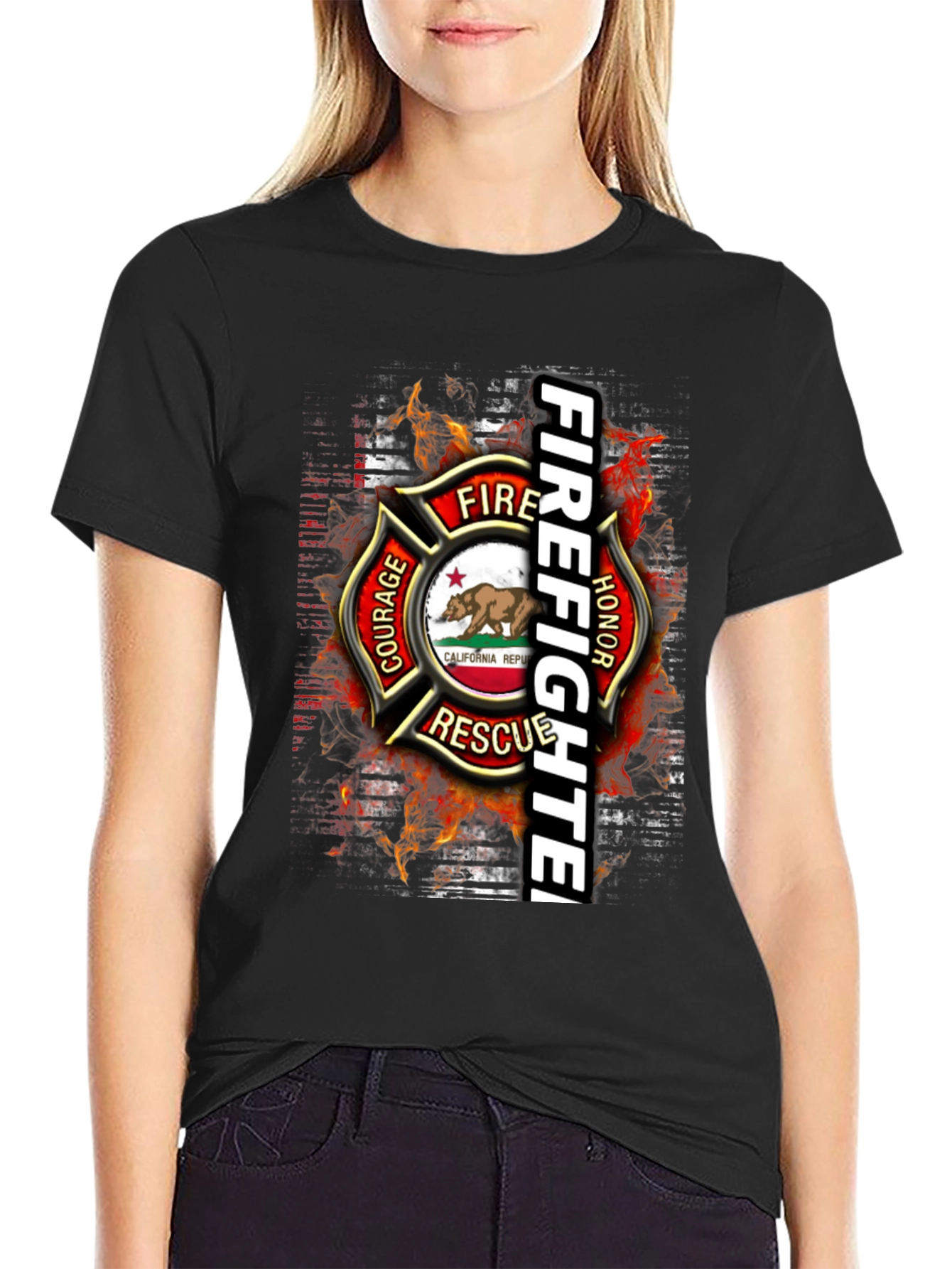 Firefighter California Republic Graphic Tee