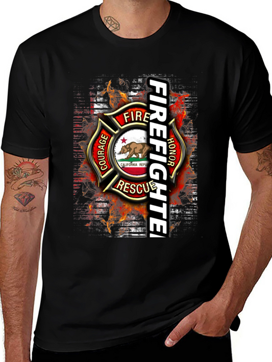 Firefighter California Republic Graphic Tee