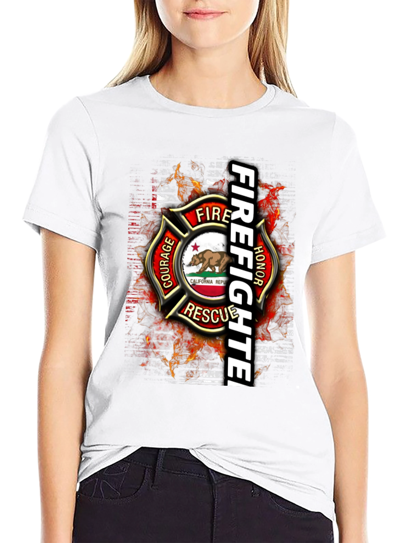 Firefighter California Republic Graphic Tee