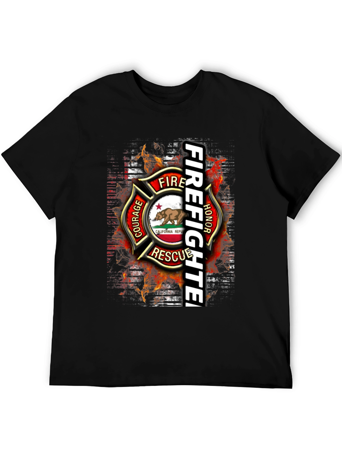 Firefighter California Republic Graphic Tee
