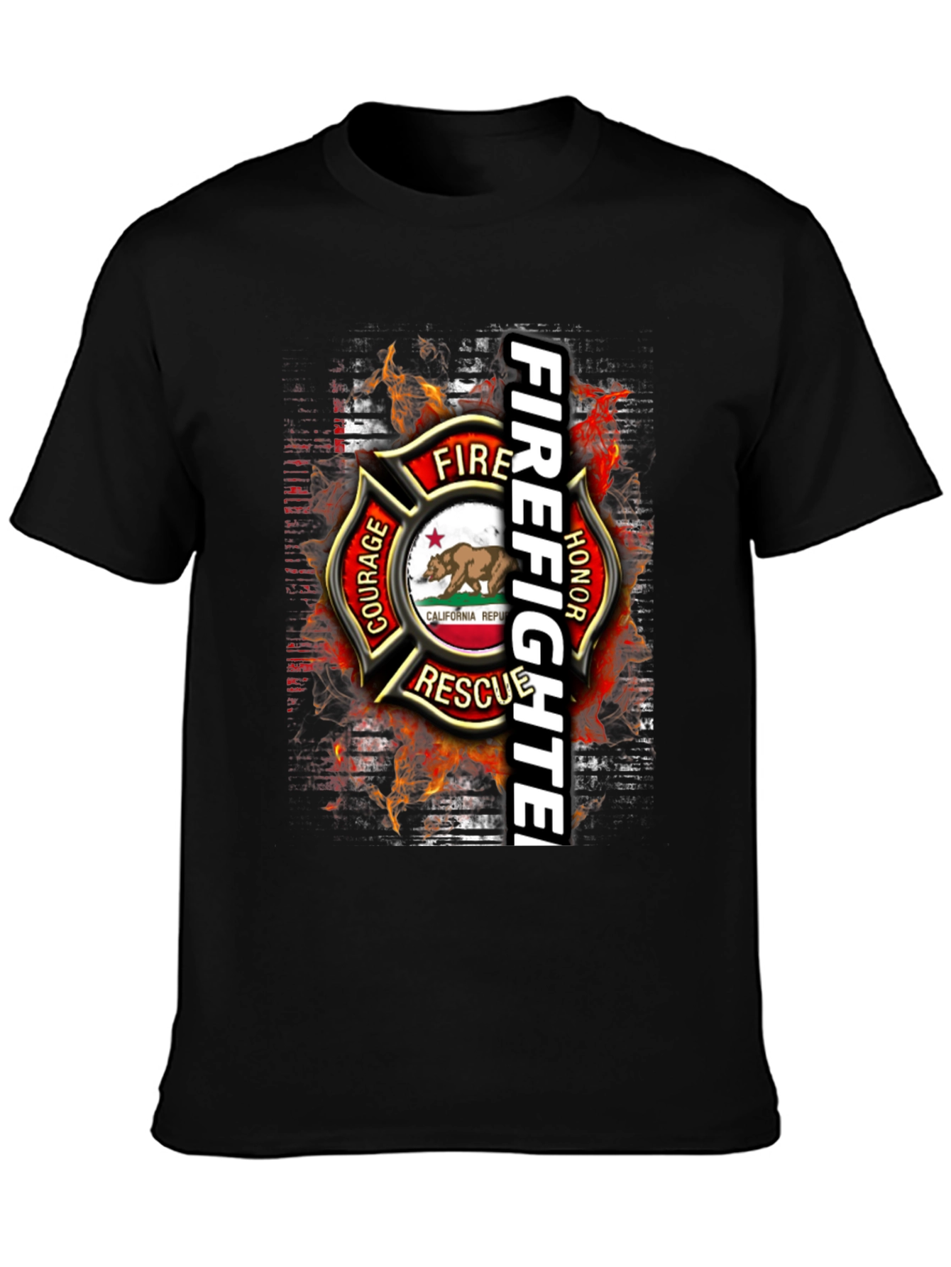 Firefighter California Republic Graphic Tee