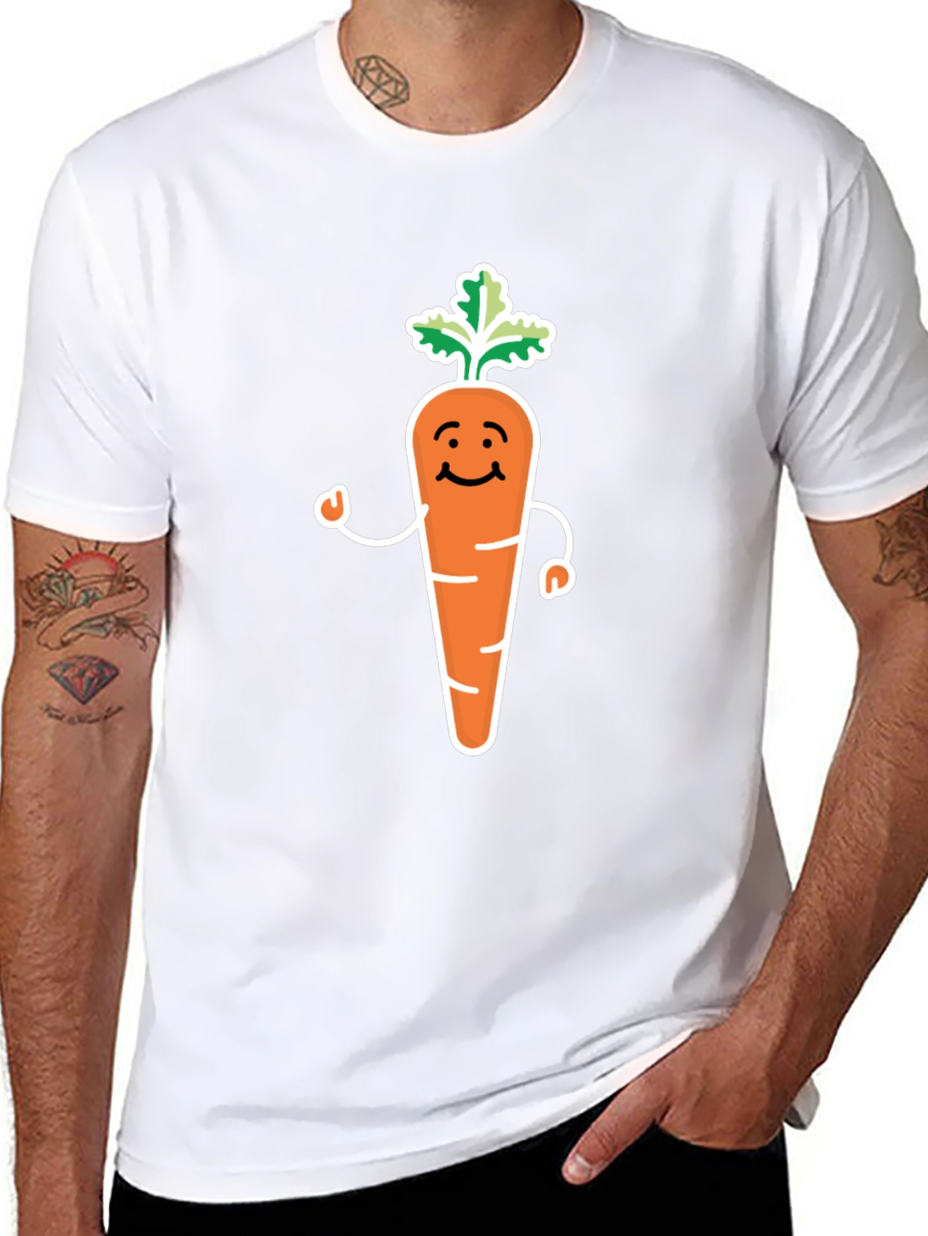 Cartoon Carrot T-Shirt - Cute Vegetable Graphic Tee