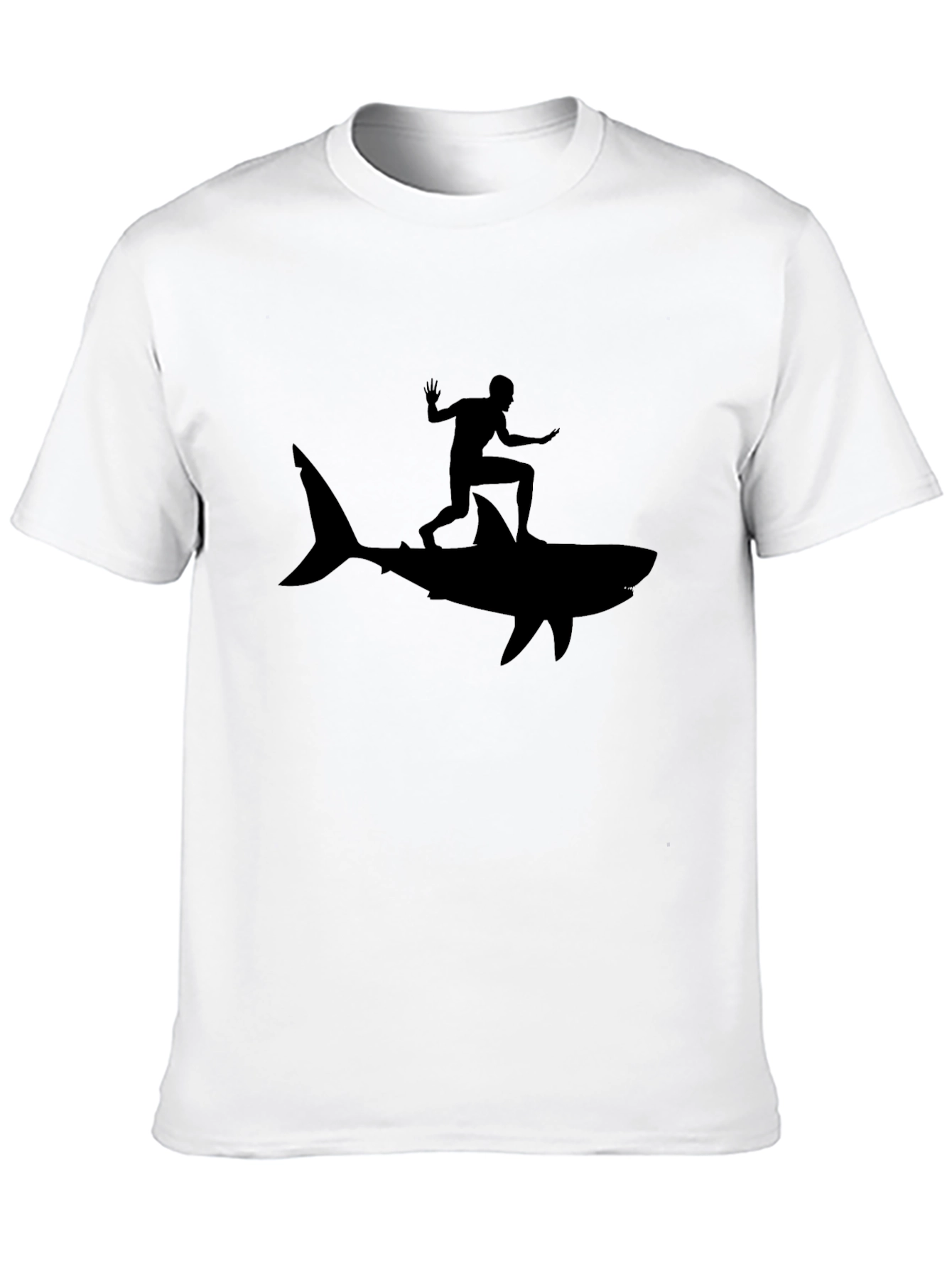 Shark Surfer Black T-Shirt - Ride the Wave!