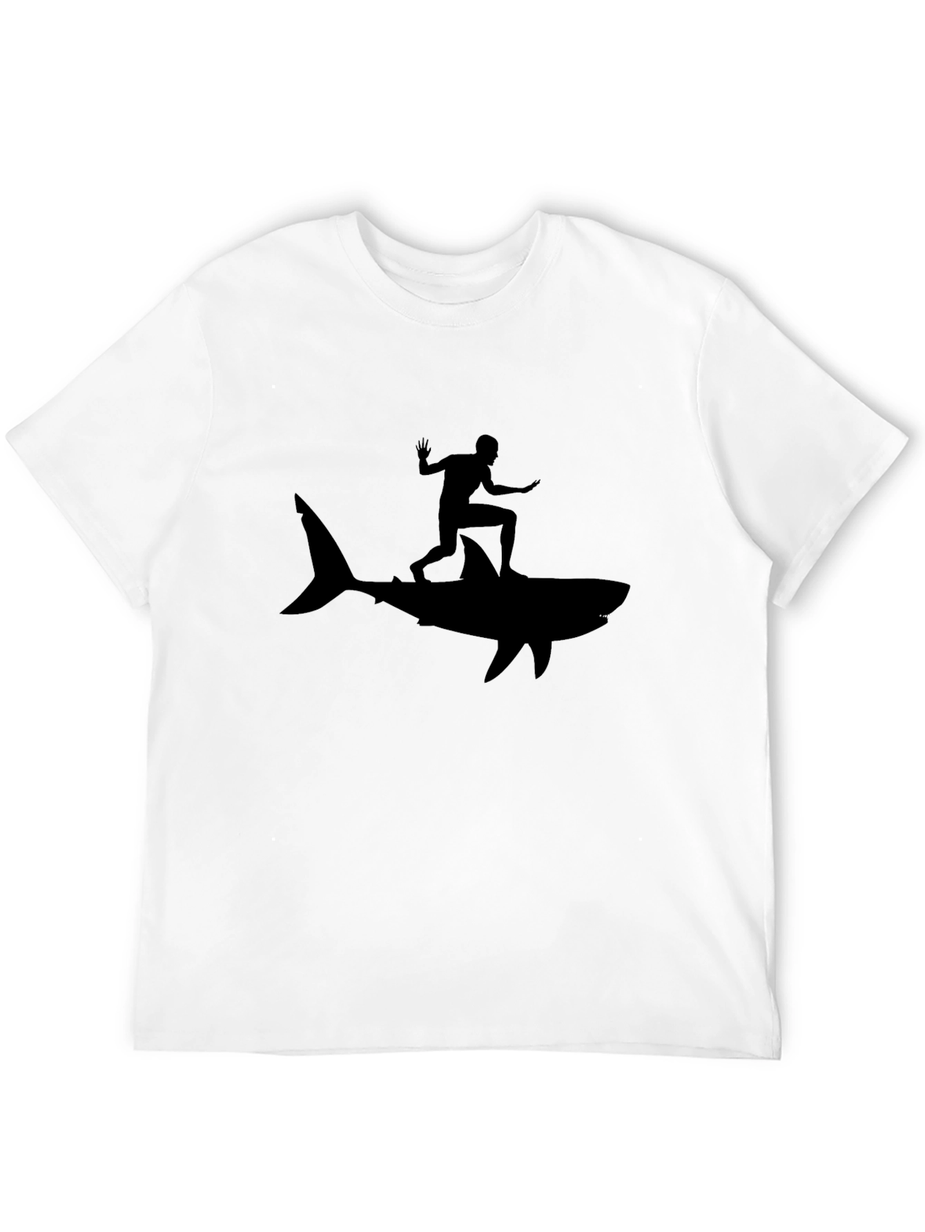 Shark Surfer Black T-Shirt - Ride the Wave!