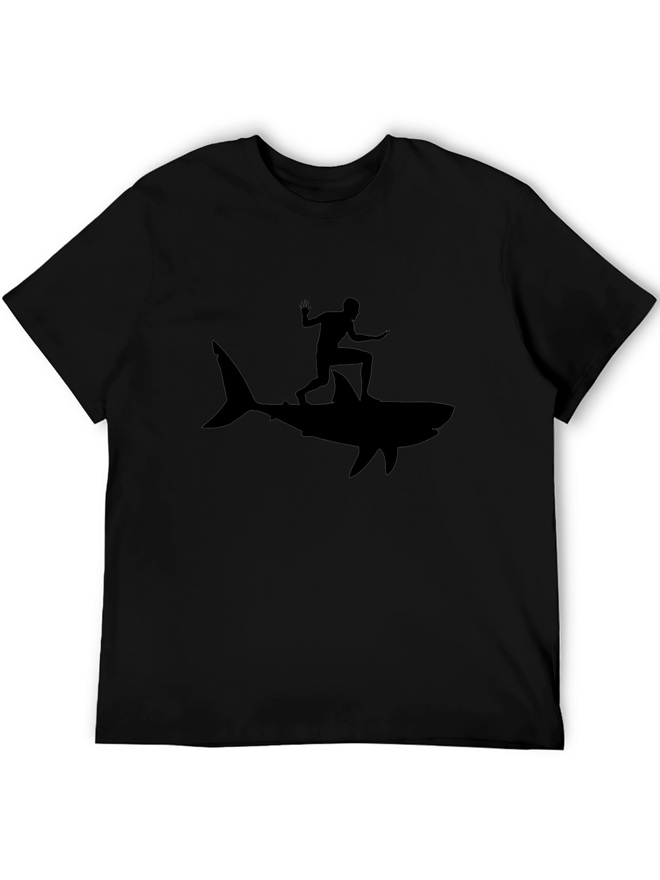 Shark Surfer Black T-Shirt - Ride the Wave!