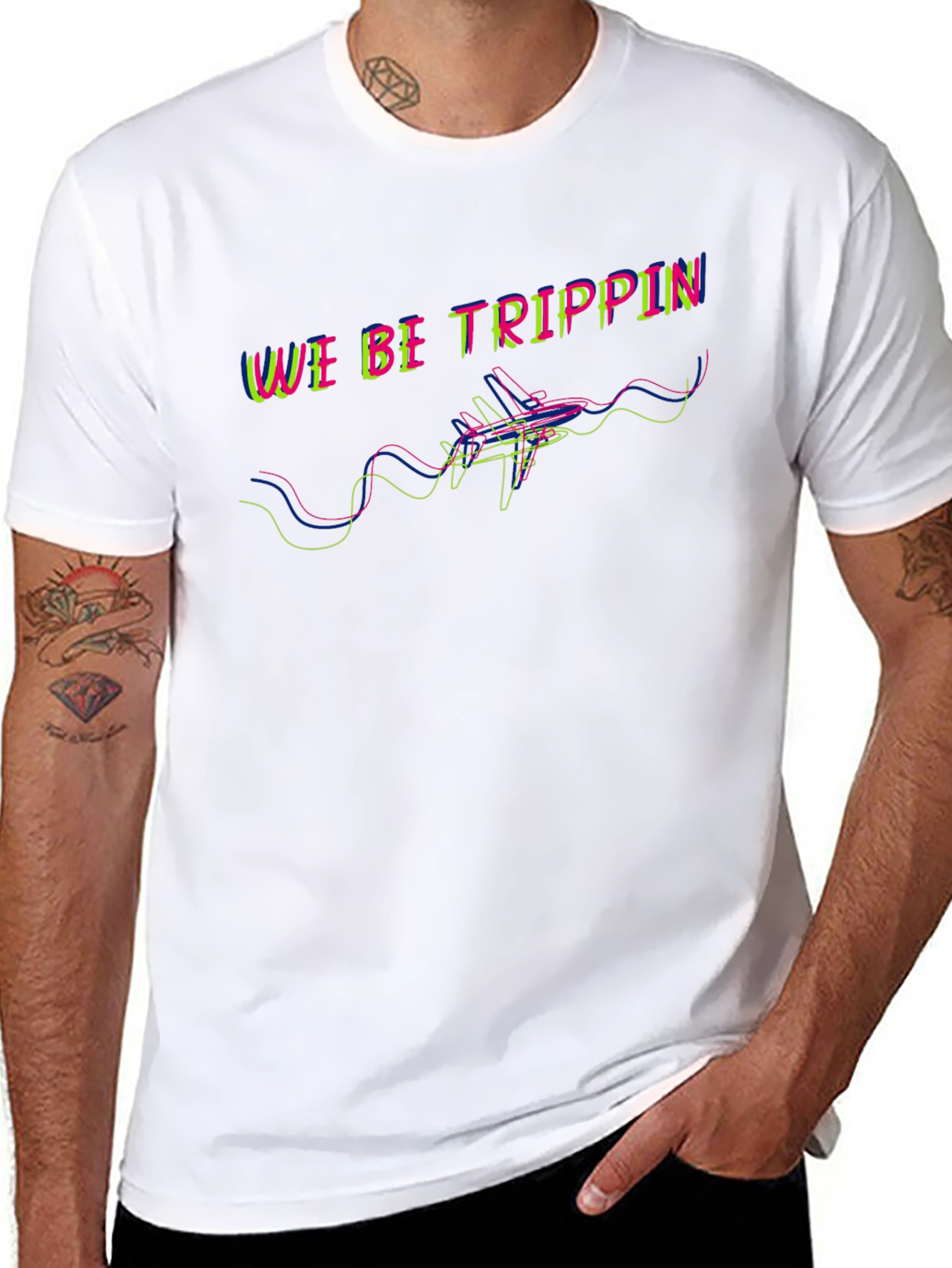 We Be Trippin Graphic Tee - Black Cotton T-Shirt