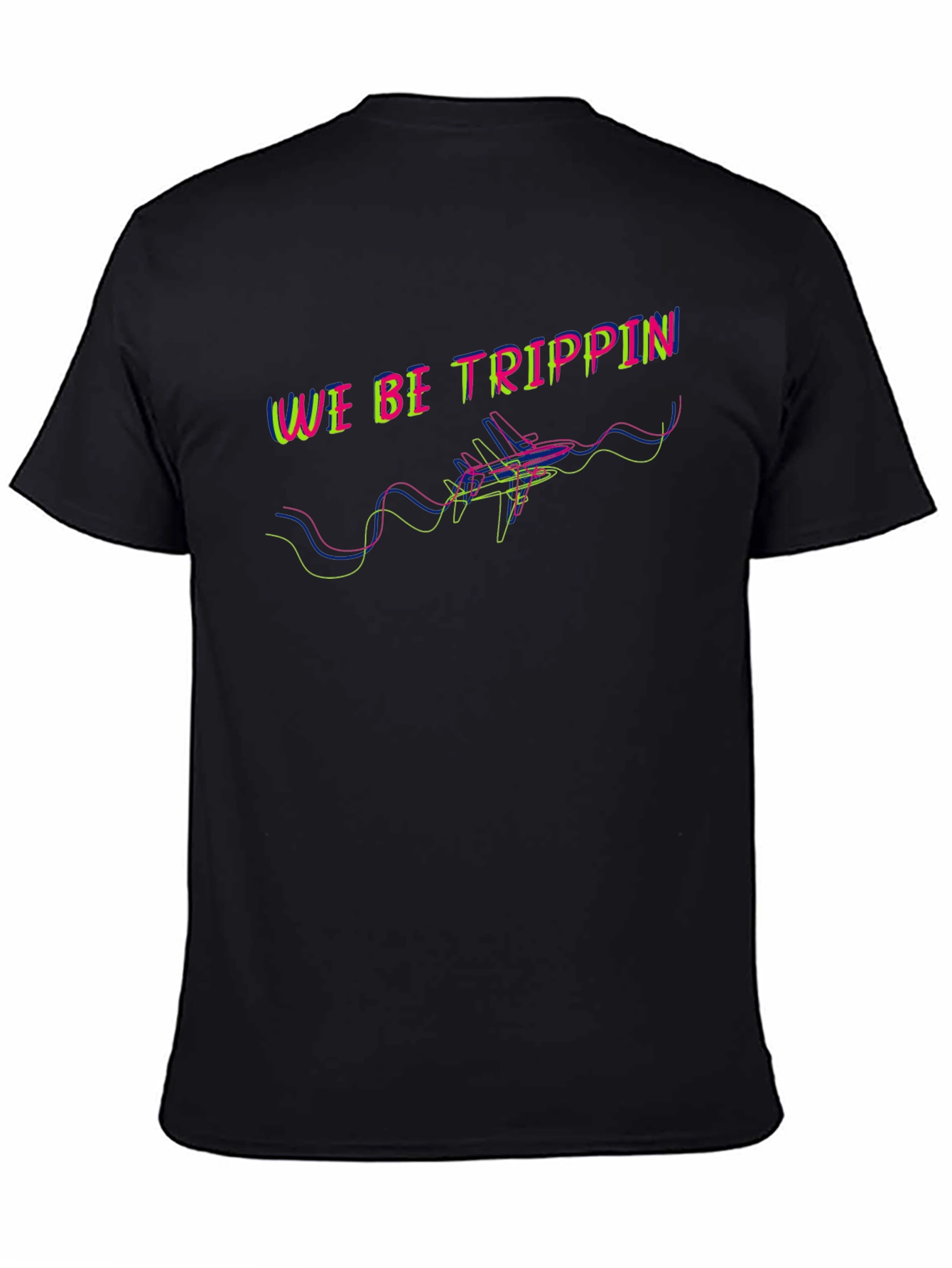 We Be Trippin Graphic Tee - Black Cotton T-Shirt