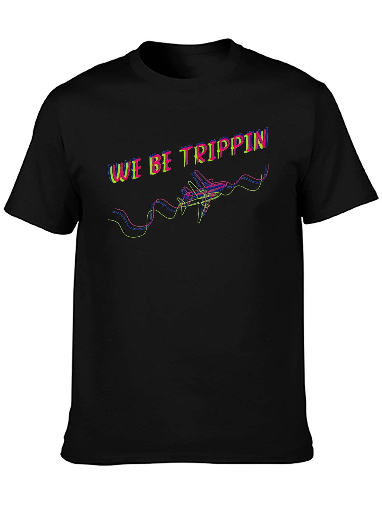 We Be Trippin Graphic Tee - Black Cotton T-Shirt