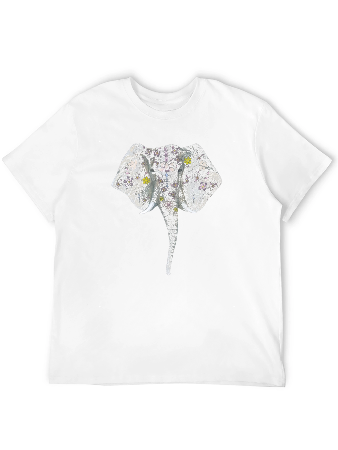 Elephant Floral Print Black T-Shirt