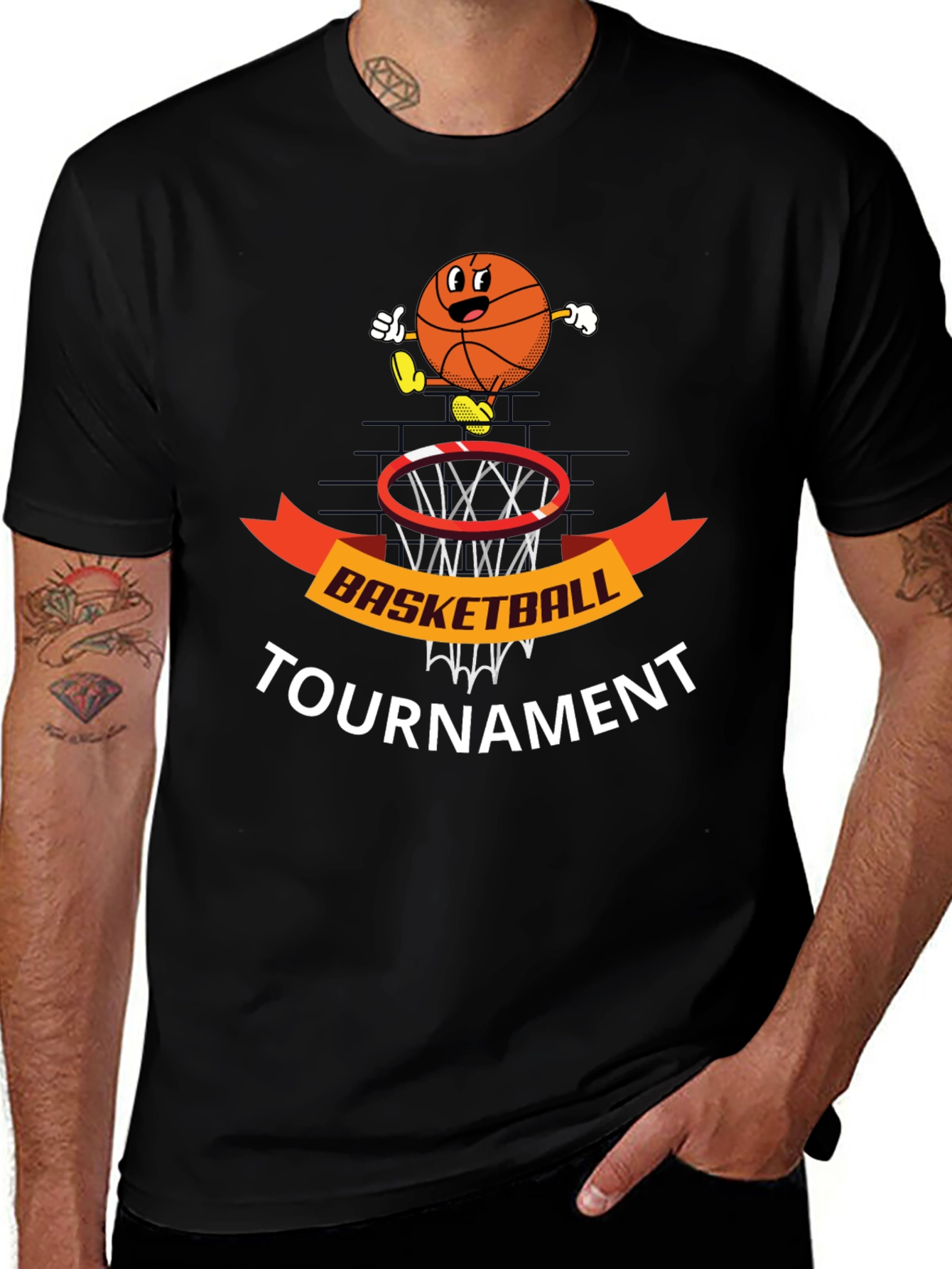 Basketball Tournament Black T-Shirt Graphic Tee