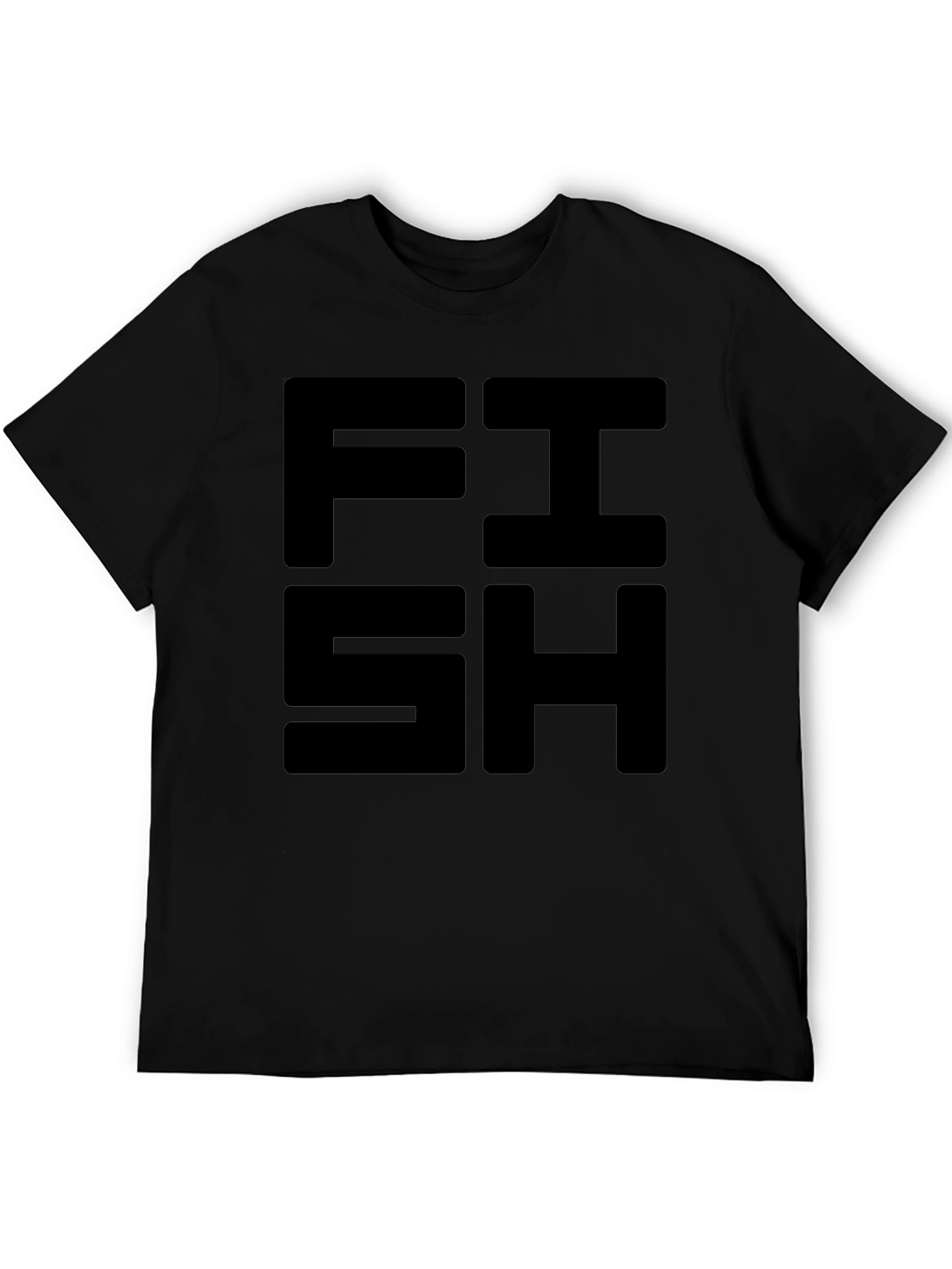 FISH Graphic Tee - Bold Black Cotton T-Shirt