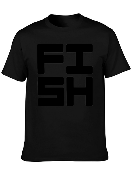 FISH Graphic Tee - Bold Black Cotton T-Shirt