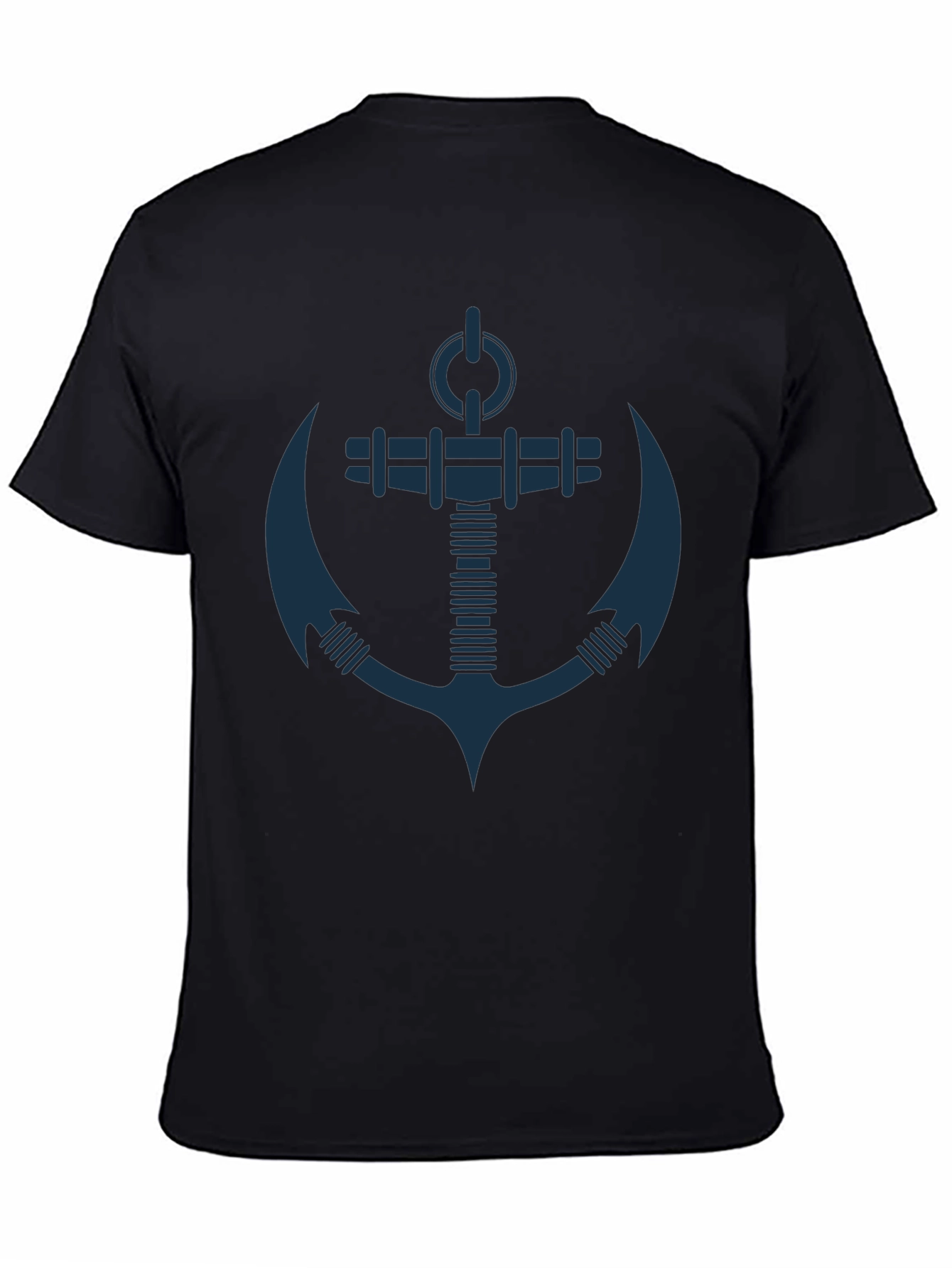 Nautical Anchor Graphic Tee - Black Cotton T-Shirt
