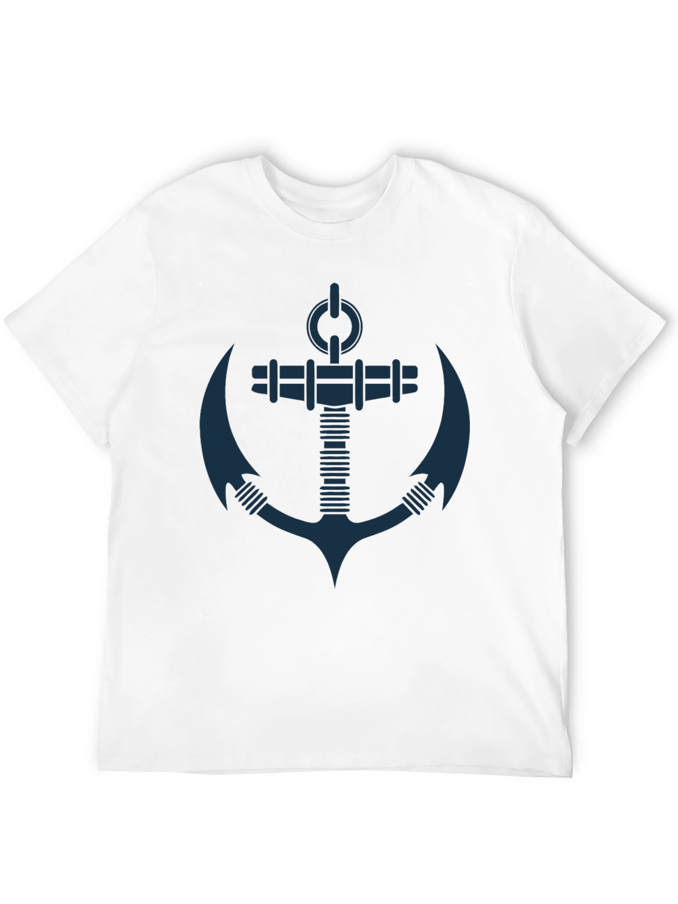 Nautical Anchor Graphic Tee - Black Cotton T-Shirt