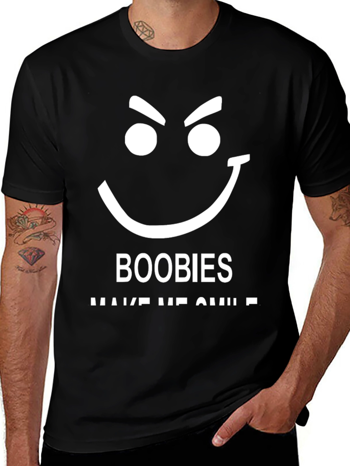 Funny Boobies Make Me Smile Black T-Shirt