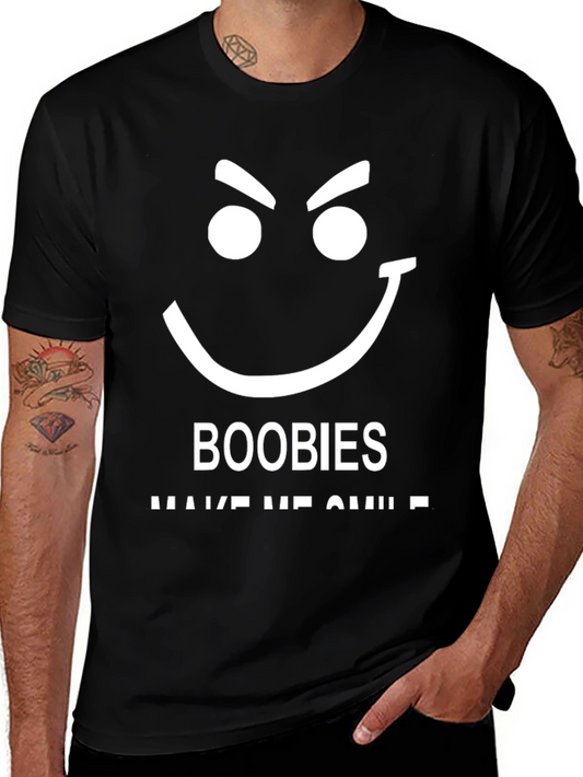 Funny Boobies Make Me Smile Black T-Shirt