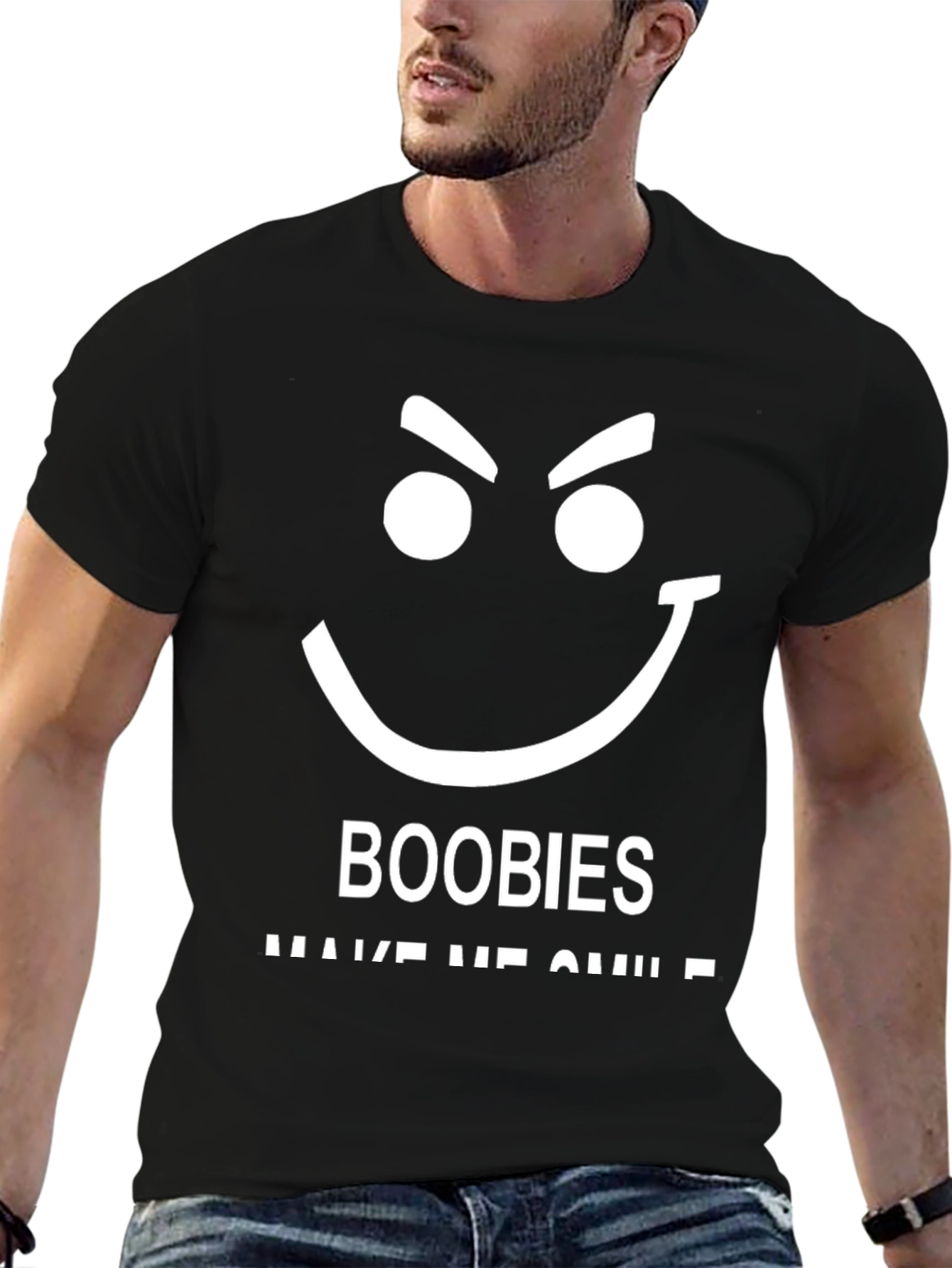 Funny Boobies Make Me Smile Black T-Shirt