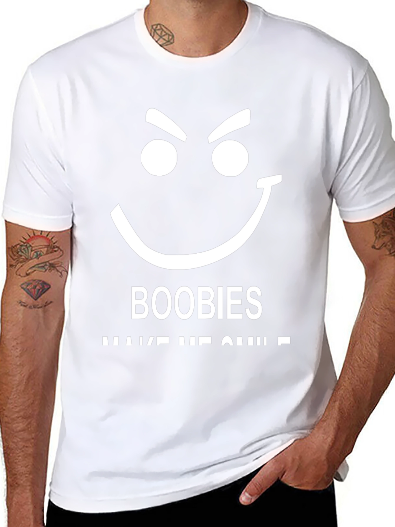 Funny Boobies Make Me Smile Black T-Shirt
