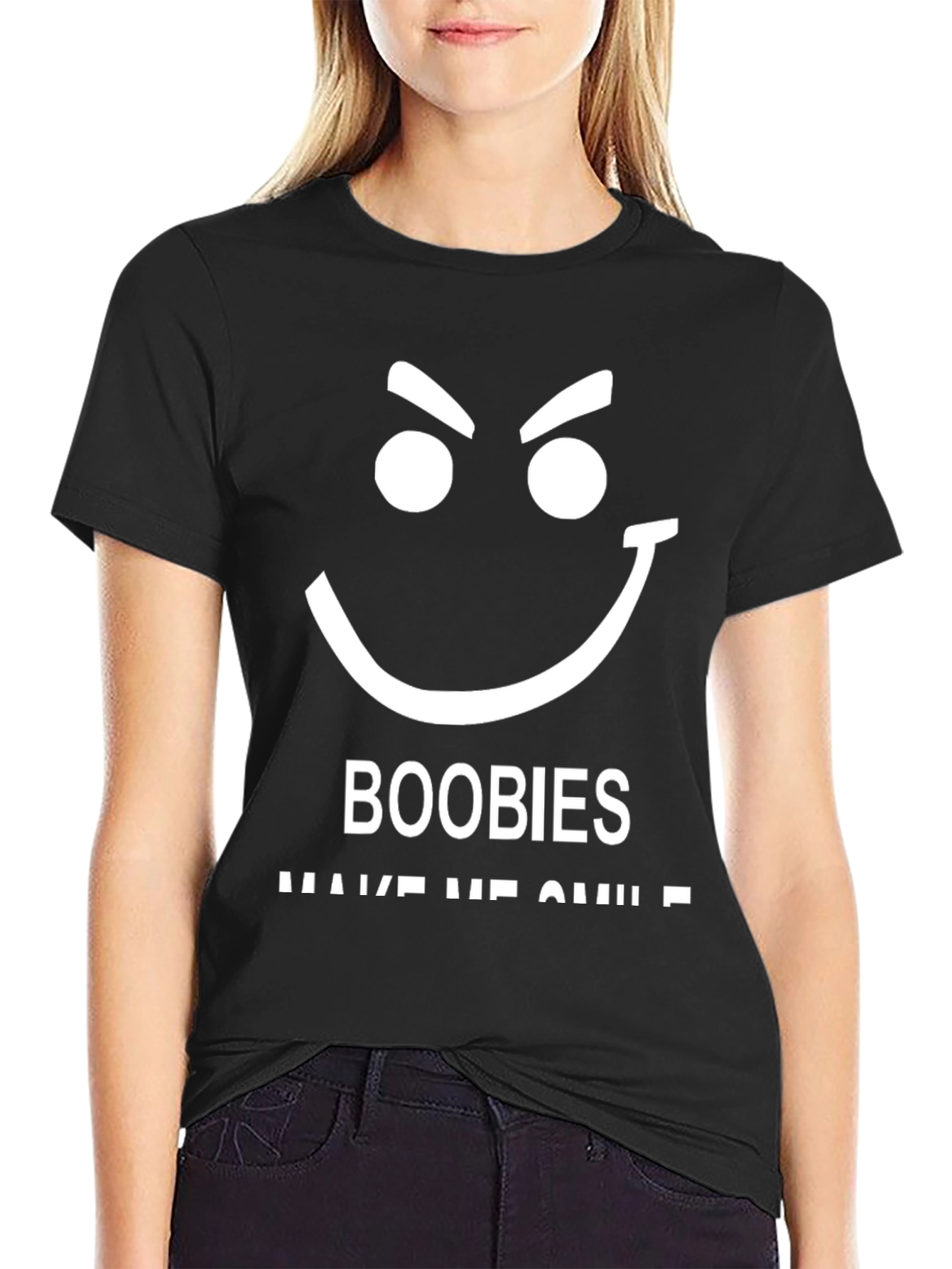 Funny Boobies Make Me Smile Black T-Shirt
