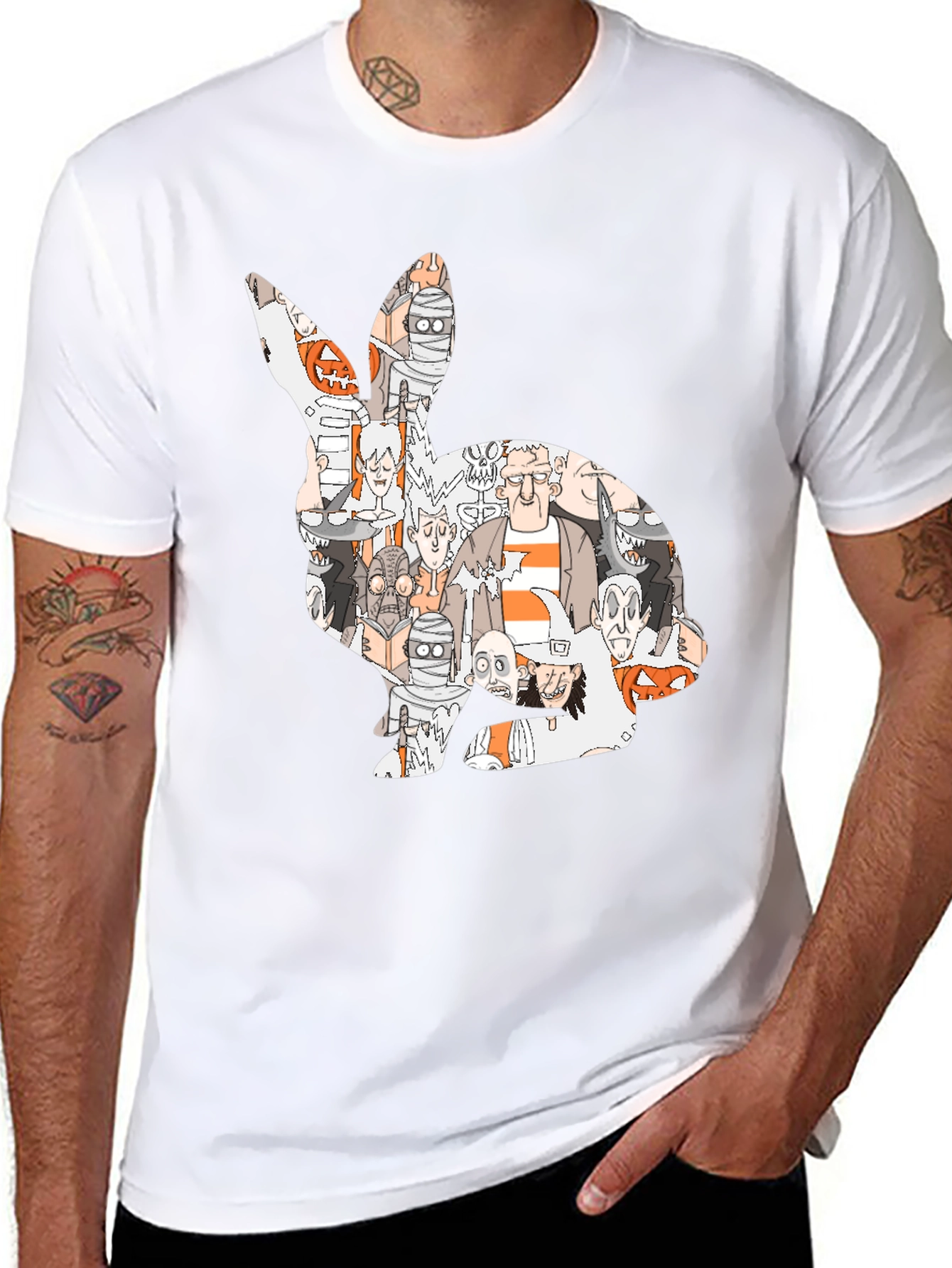 Spooky Bunny Graphic T-Shirt - Halloween Character Print