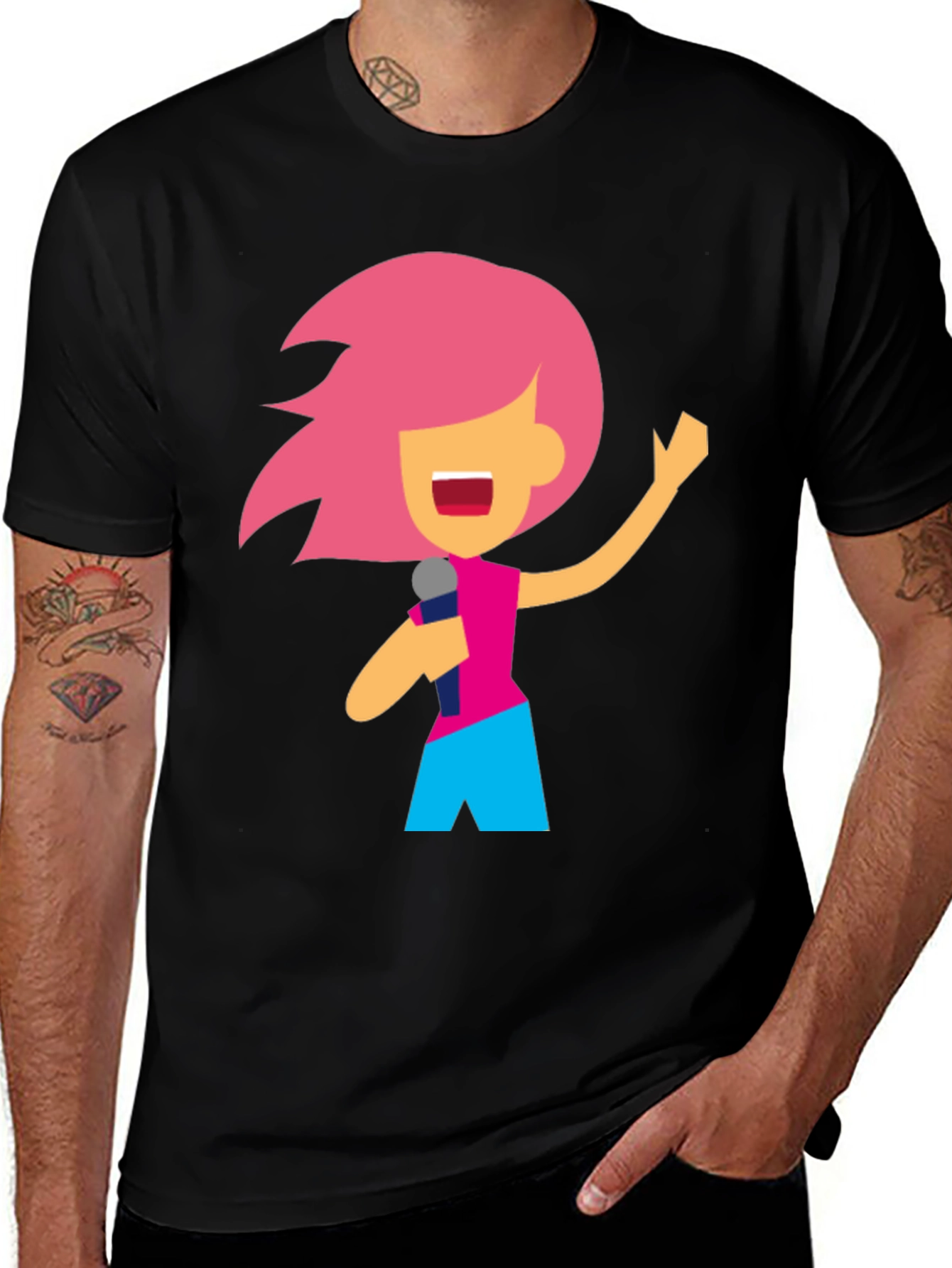 Karaoke Cartoon Graphic T-Shirt
