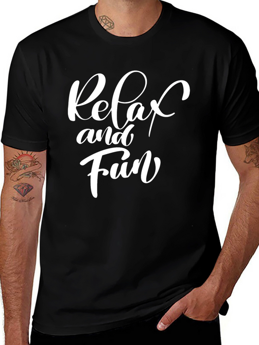 Relax and Fun Graphic Print Crew Neck Tee