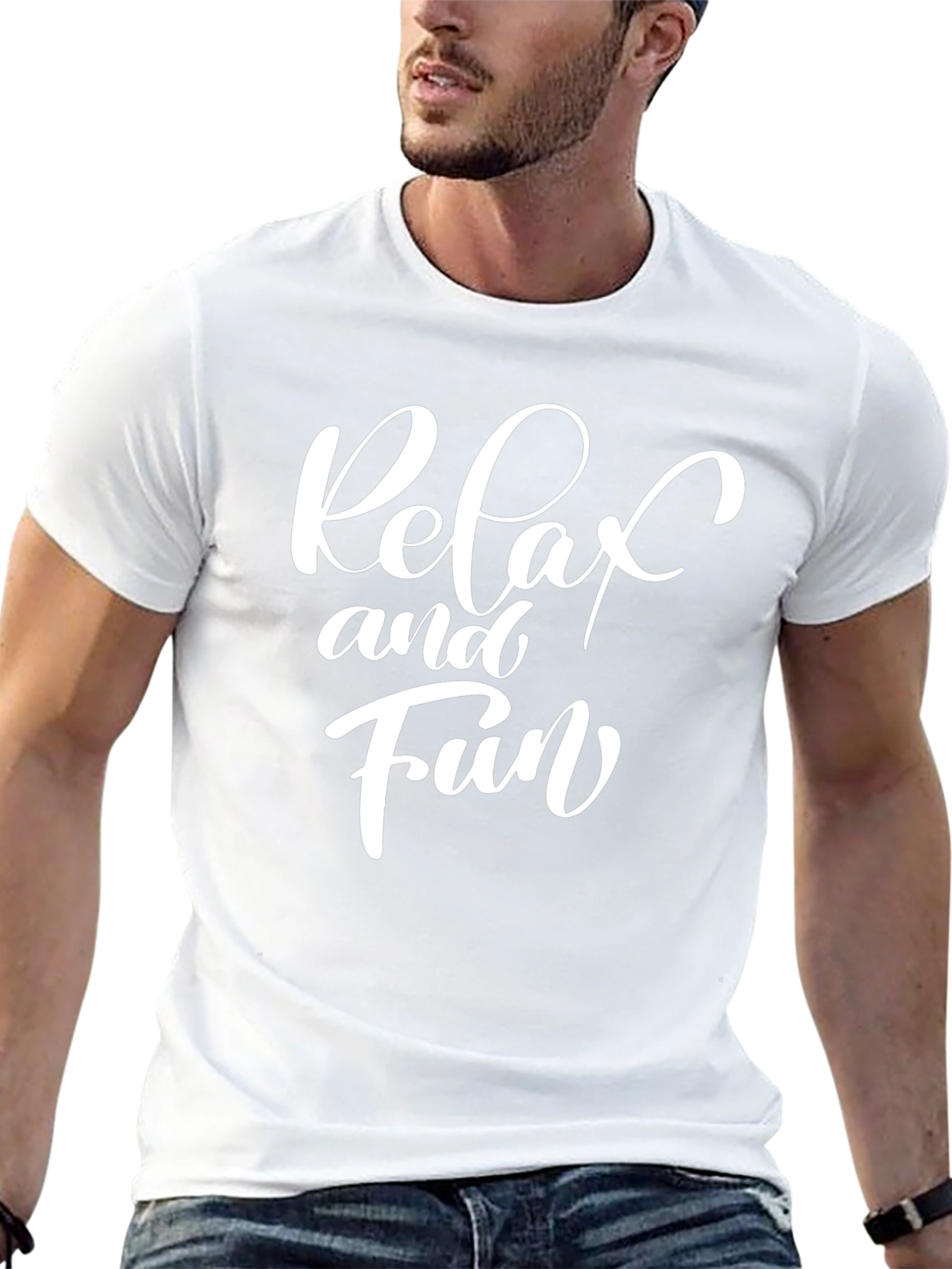 Relax and Fun Graphic Print Crew Neck Tee