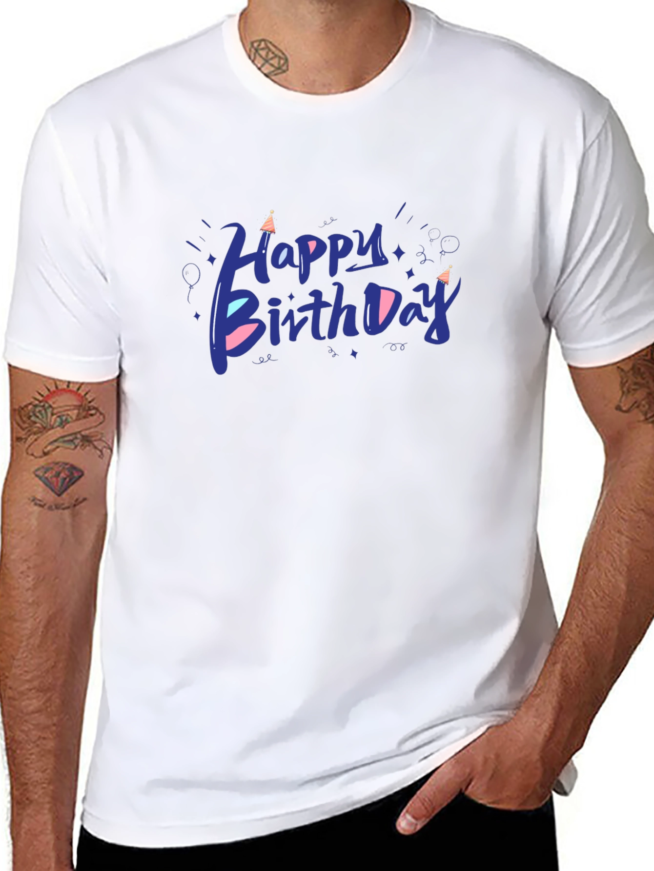Happy Birthday Graphic Tee - Mens Black T-Shirt