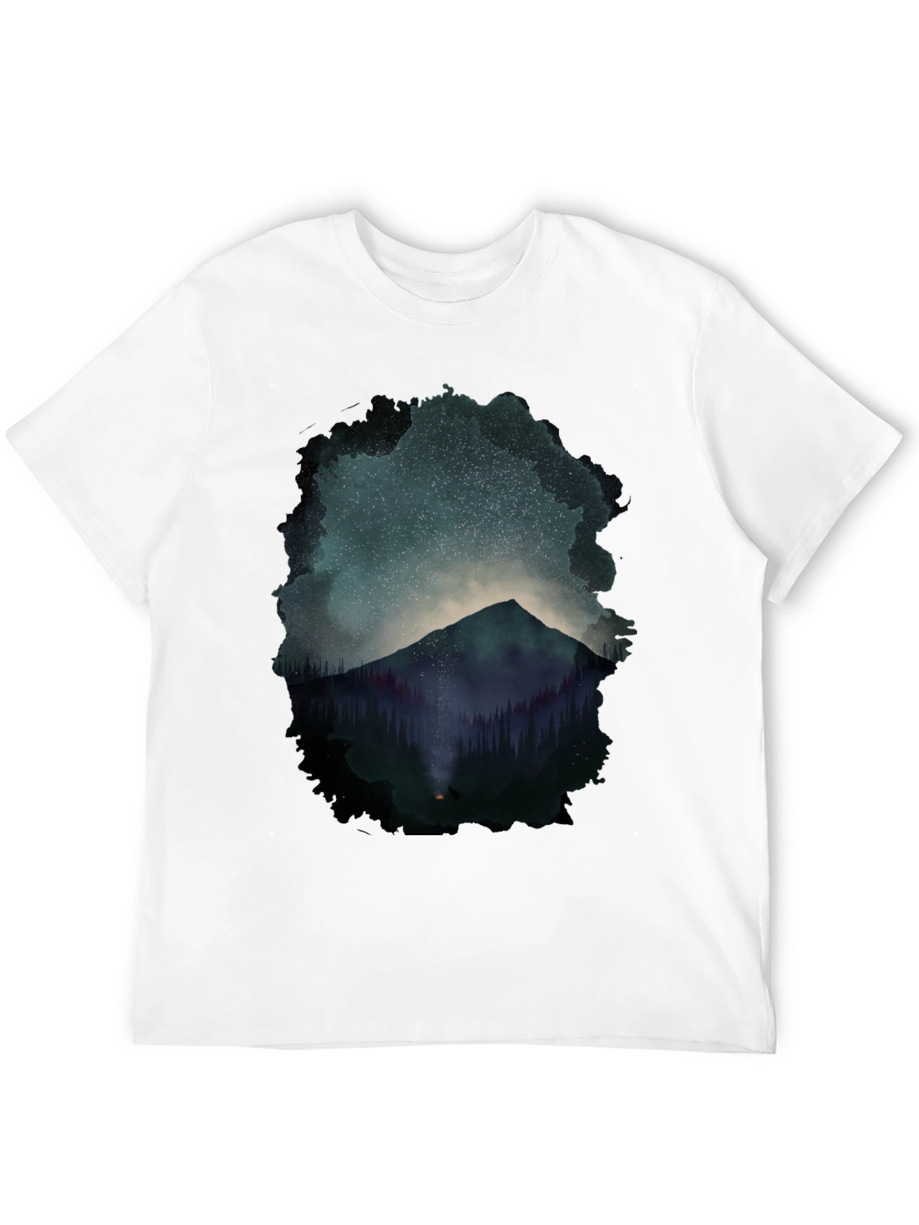 Mountain Starry Night Graphic Tee - Black