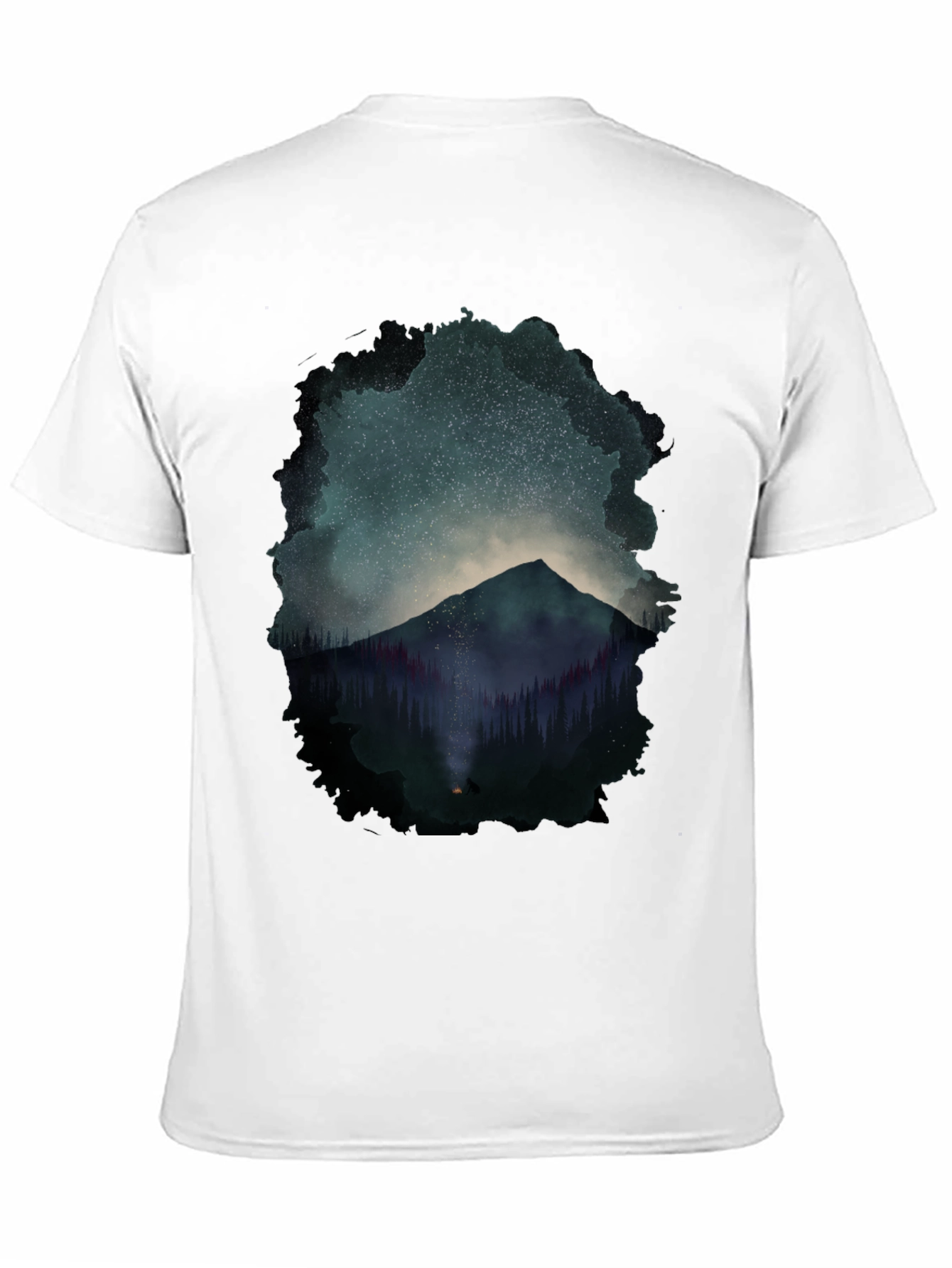 Mountain Starry Night Graphic Tee - Black